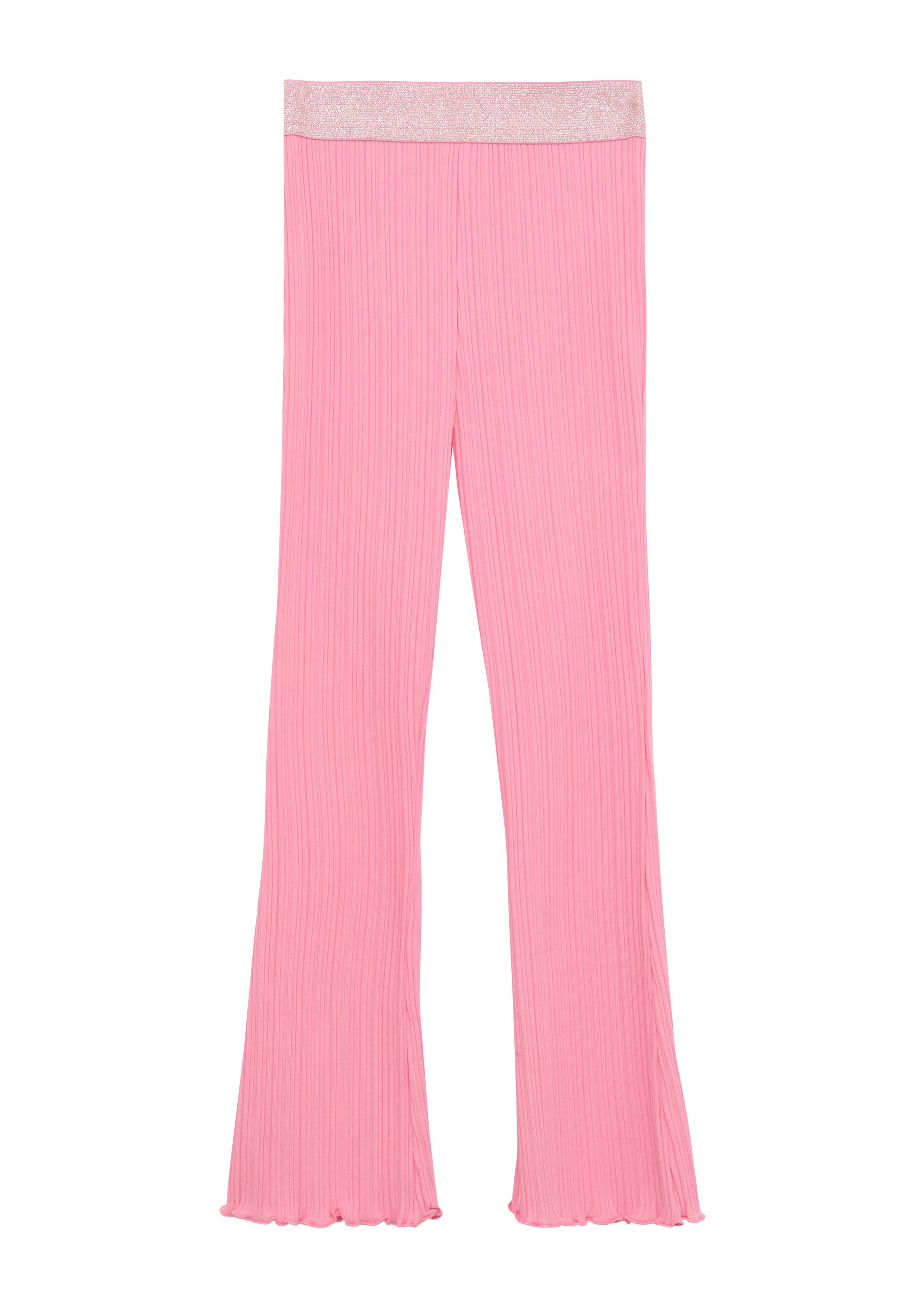 s.Oliver - Flared-Leggings mit Rippstruktur und Glitzerbund, Kinder, Rosa