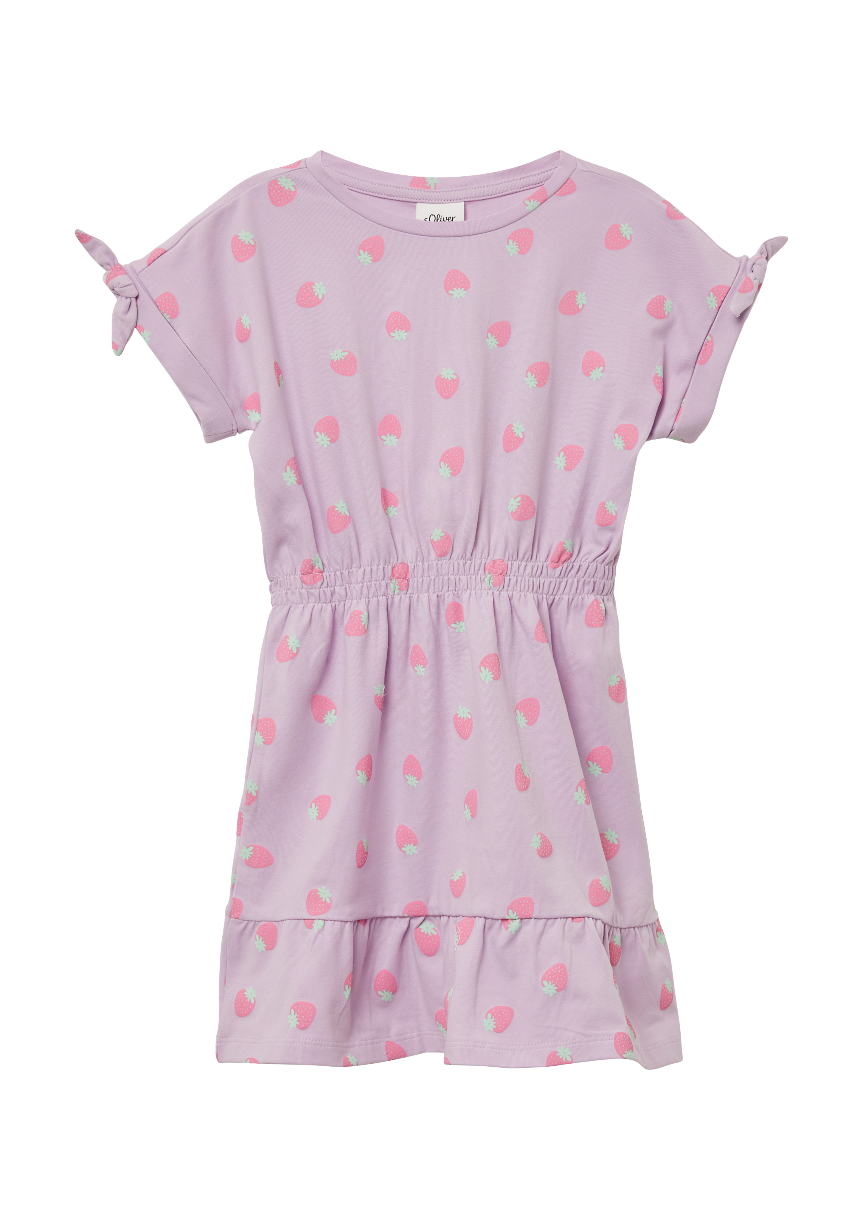 s.Oliver - Kurzes Kleid mit All-over-Print und Raffung, Kinder, pink|mehrfarbig