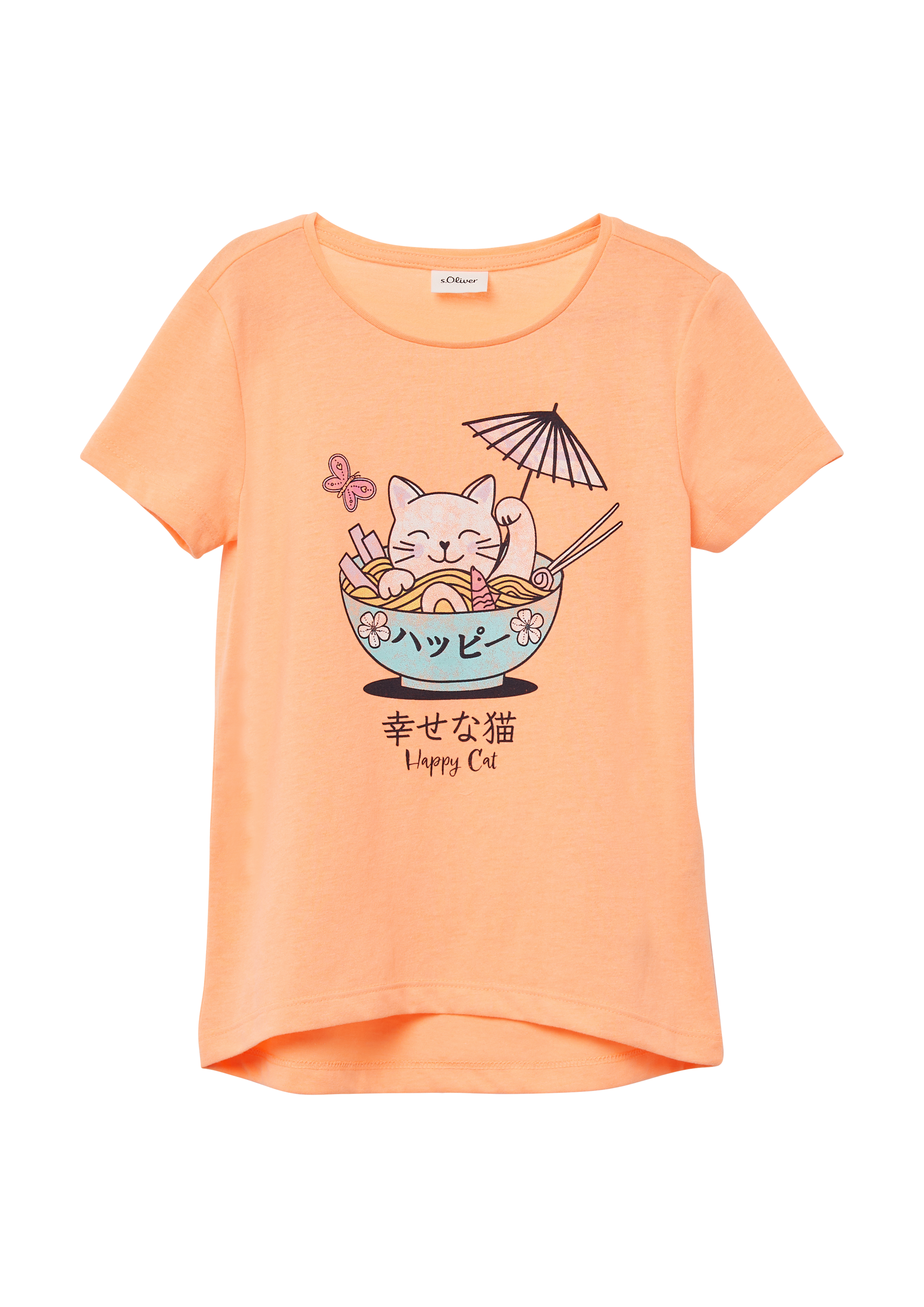 s.Oliver - T-Shirt mit Frontprint im Loose Fit, Kinder, Orange