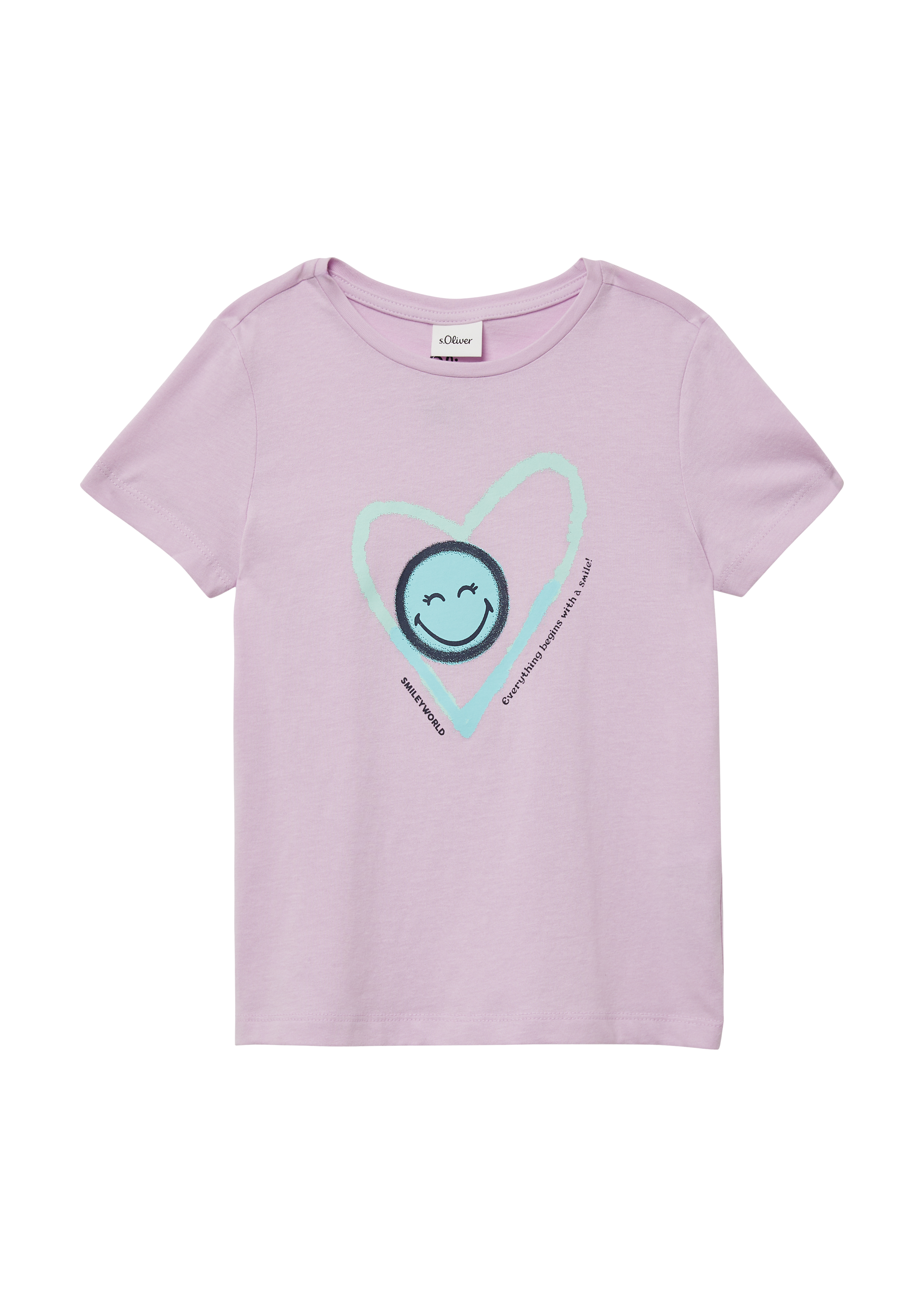 s.Oliver - T-Shirt im Loose Fit mit Smiley®-Print, Kinder, lila