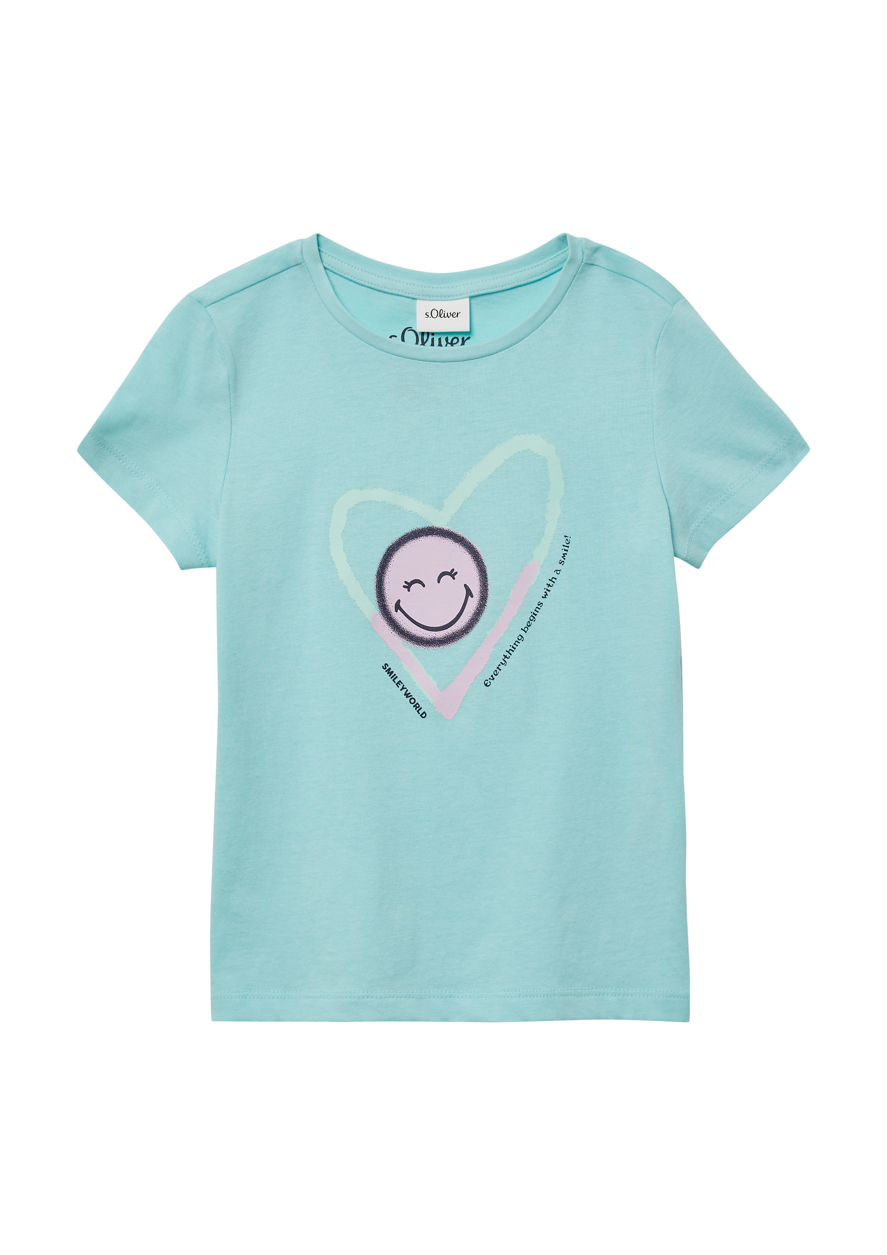 s.Oliver - T-Shirt im Loose Fit mit Smiley®-Print, Kinder, türkis