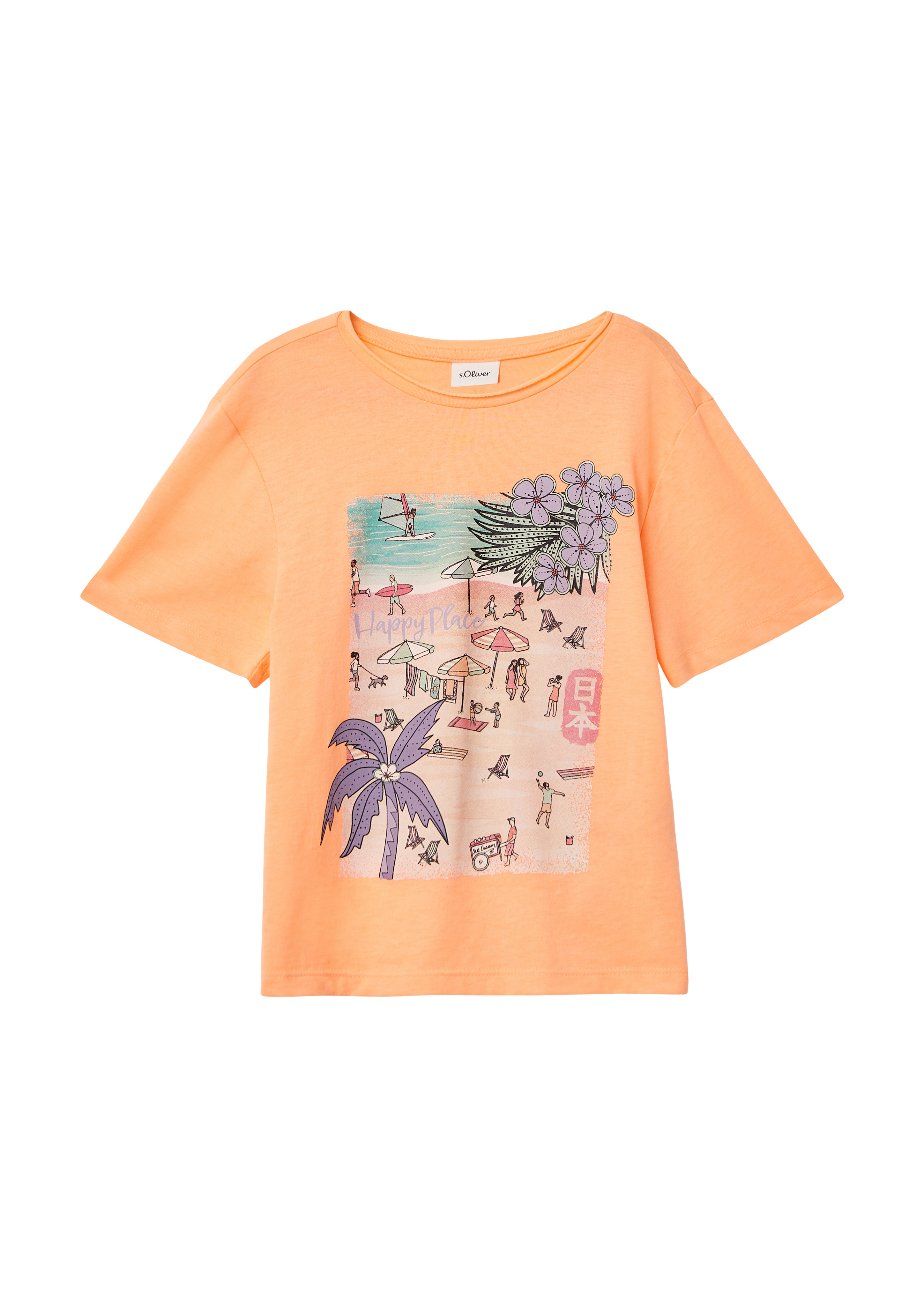 s.Oliver - Oversized-Shirt mit Fotoprint, Kinder, Orange