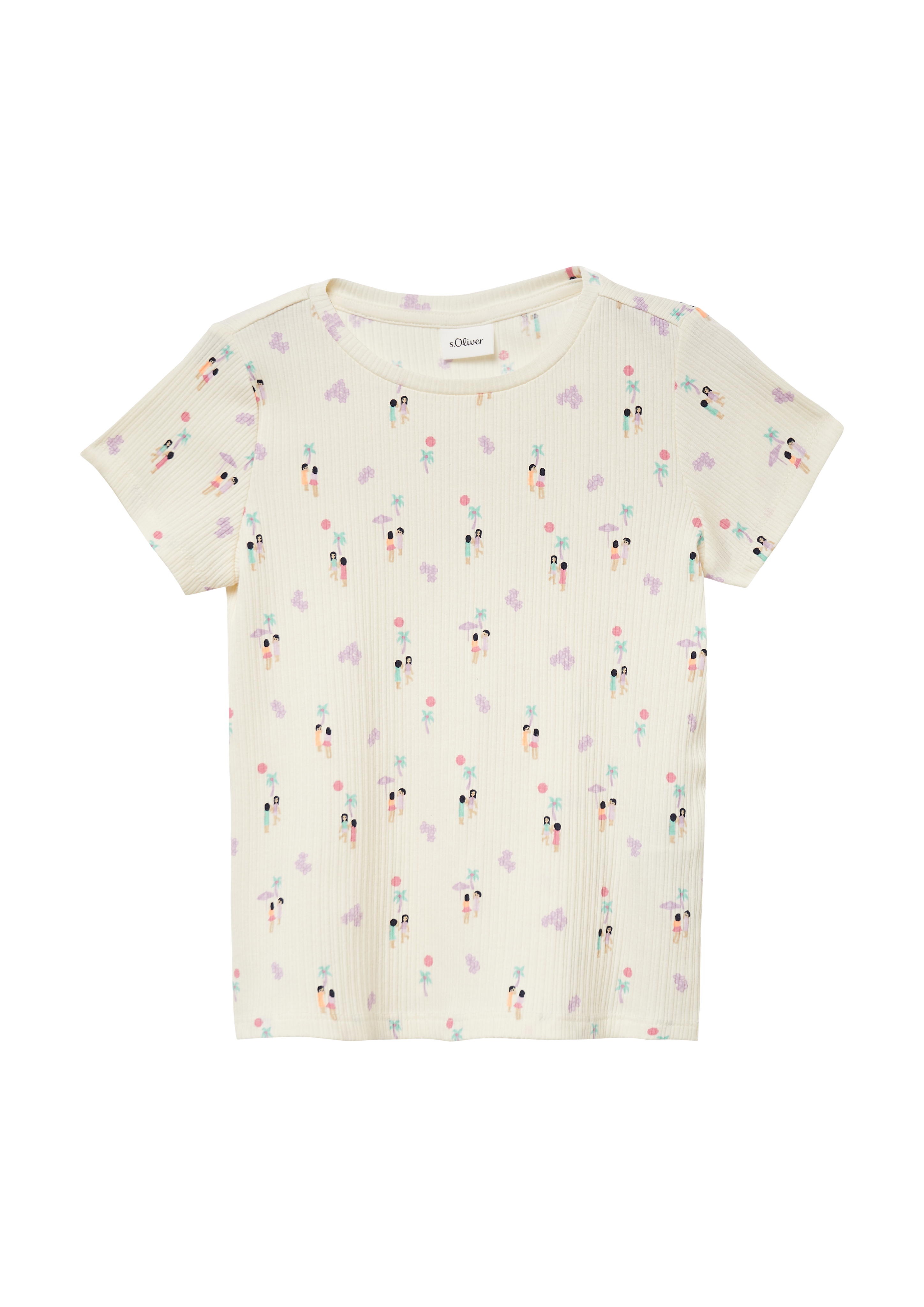 s.Oliver - Elastisches T-Shirts aus Rippware, Kinder, creme