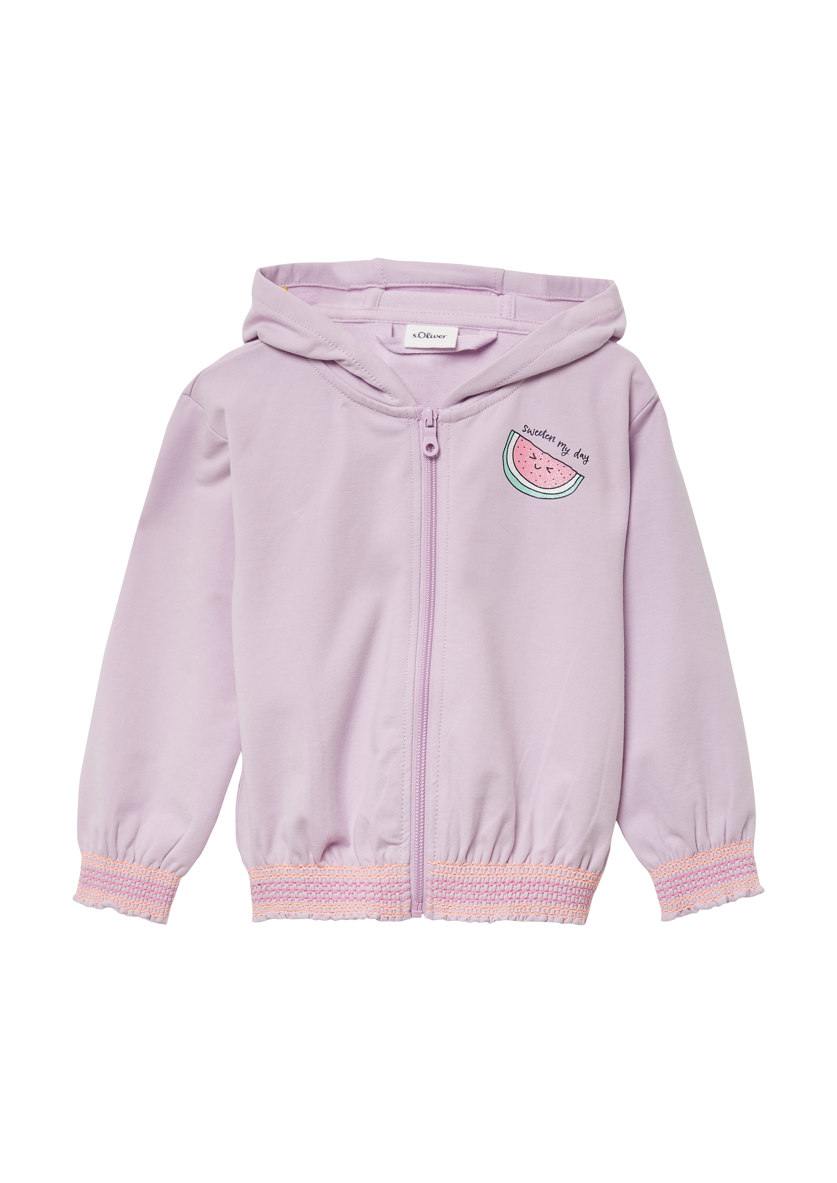 s.Oliver - Sweatjacke mit Glitzerpint und Smok-Details, Kinder, lila