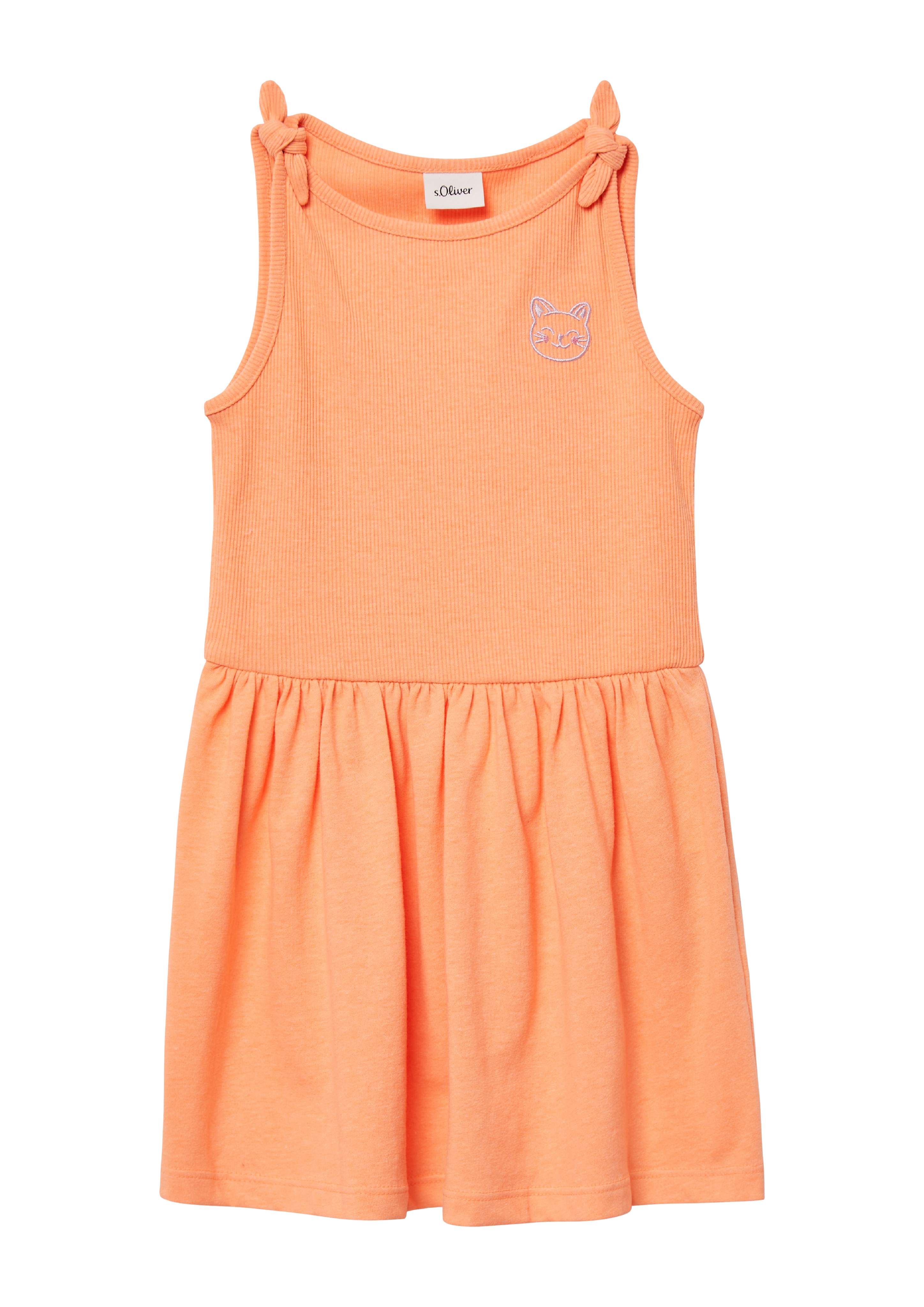 s.Oliver - Ausgestelltes Kleid mit Knotendetail und Stickerei, Kinder, Orange