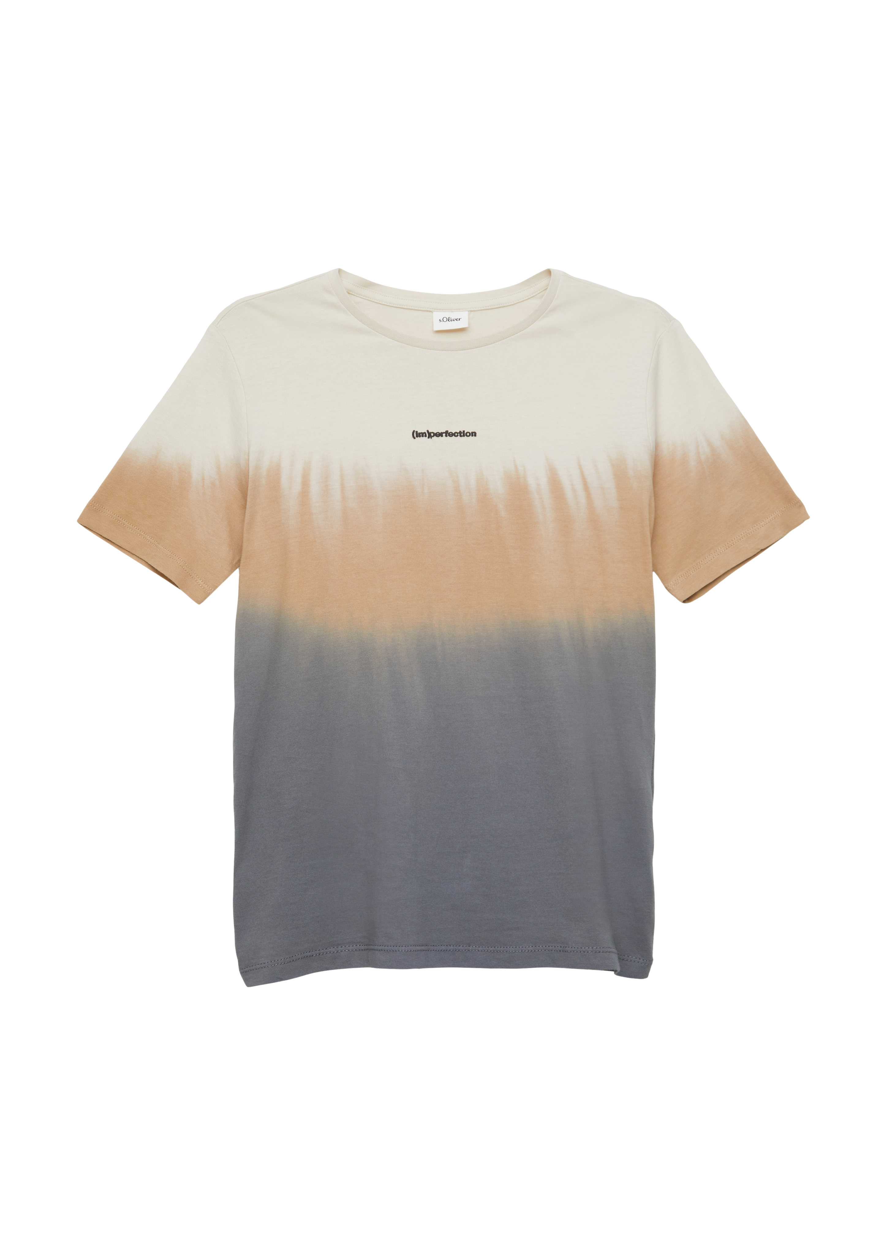 s.Oliver - Baumwollshirt in Batik-Optik mit kleinem Schriftprint, Jungen, grau