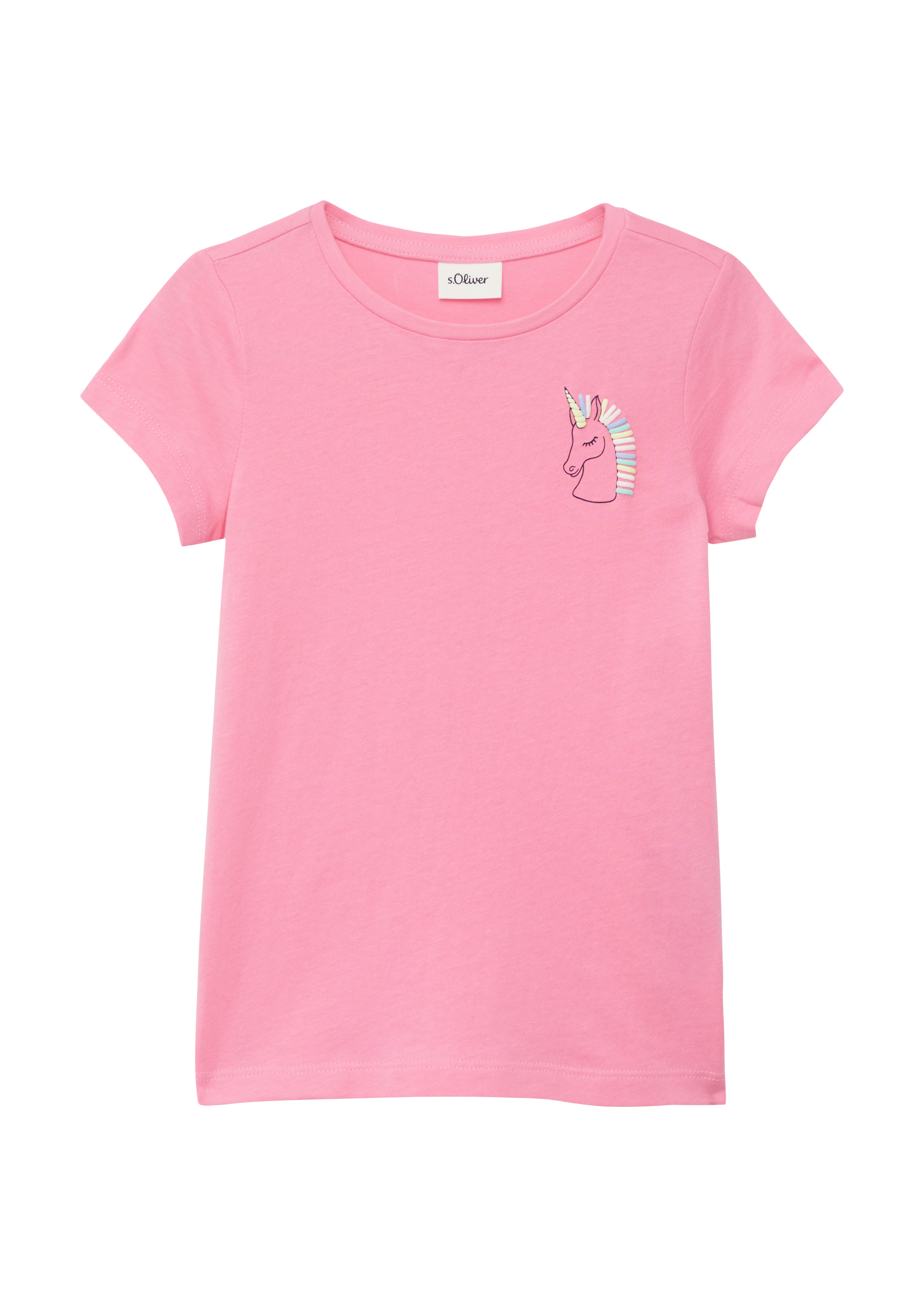 s.Oliver - Ausgestelltes T-Shirt mit Printdetail, Kinder, Rosa