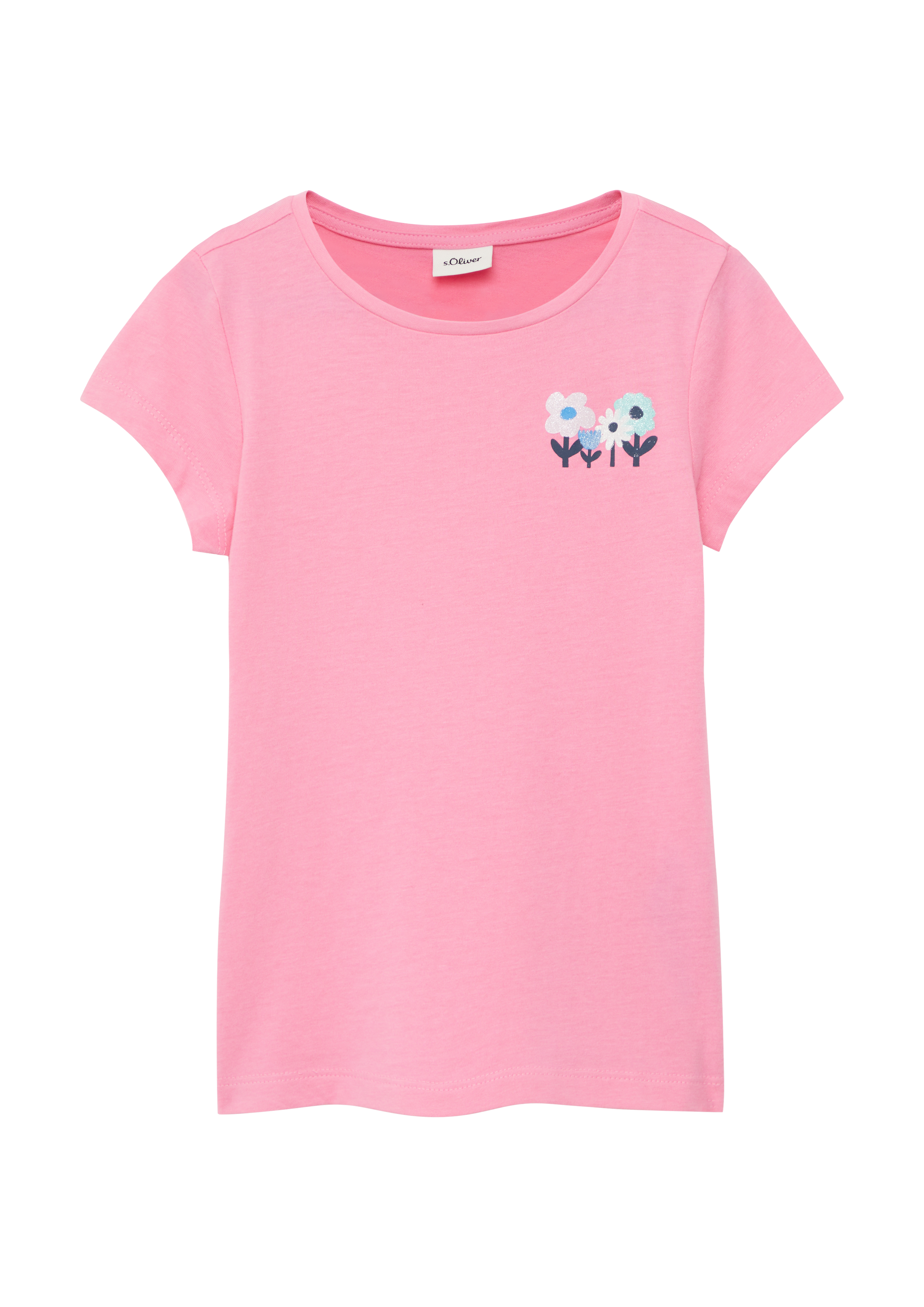Thumbnail - s.Oliver - Ausgestelltes T-Shirt mit Printdetail, Kinder, Rosa