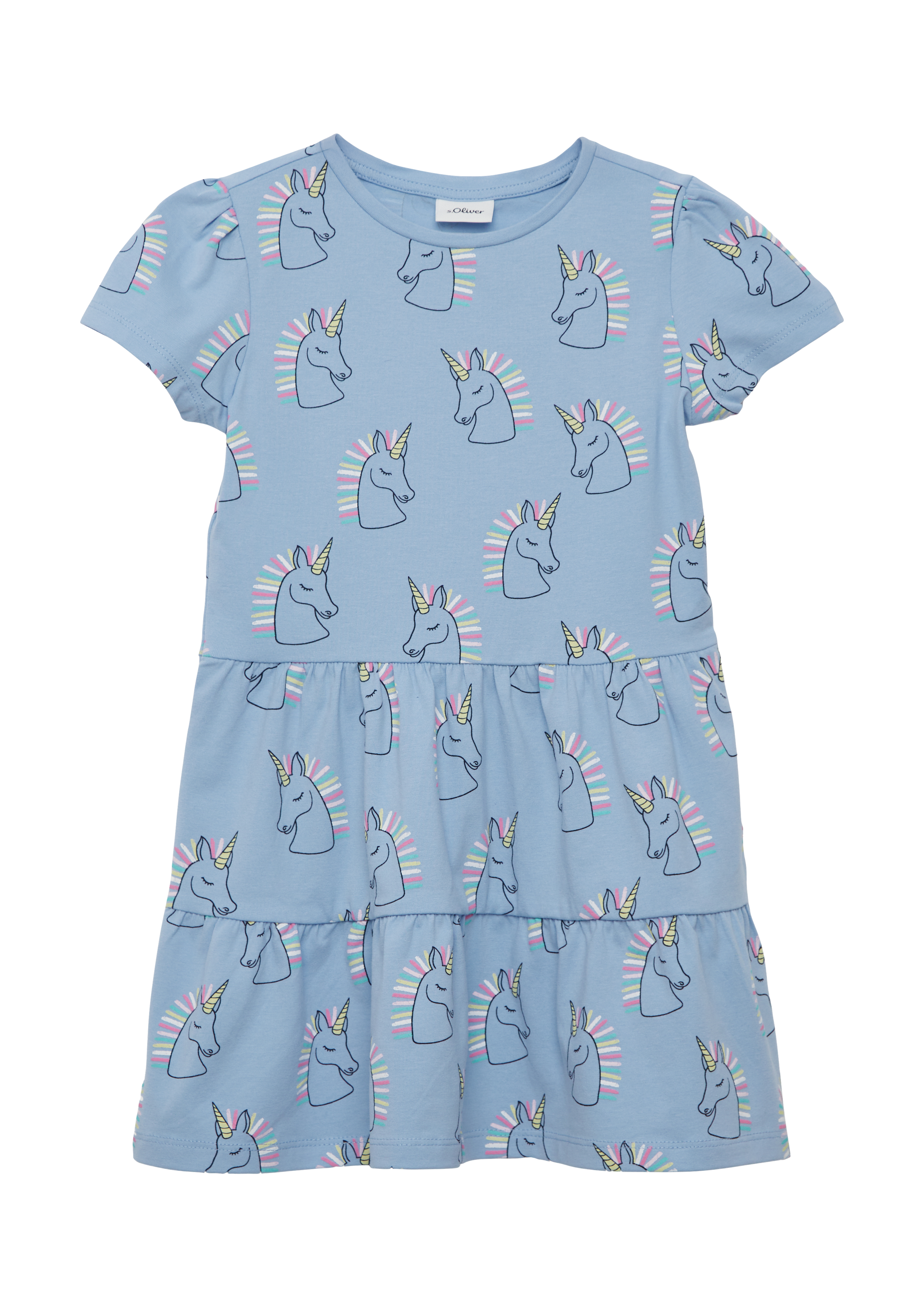 s.Oliver - Ausgestelltes Stufenkleid mit Puffärmeln, Kinder, blau