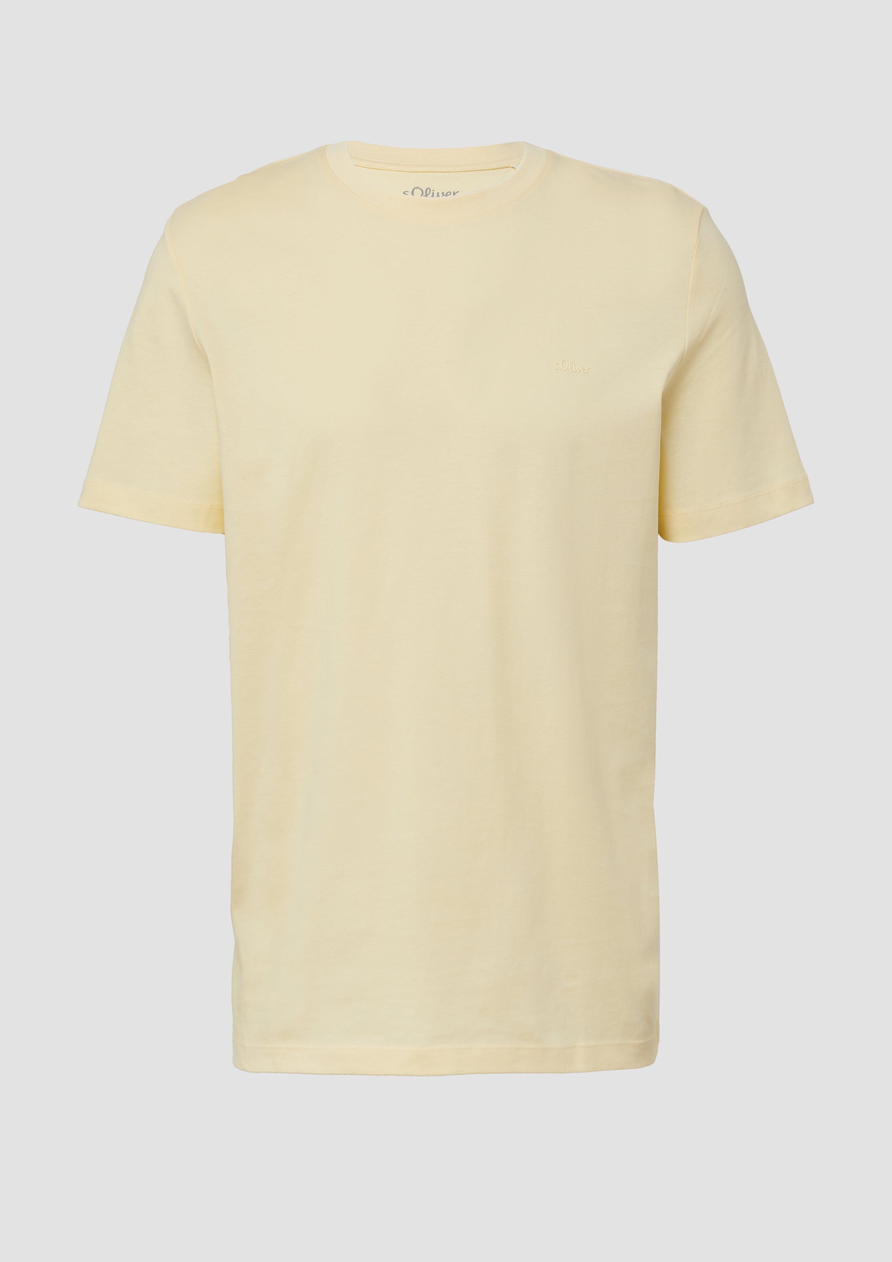 s.Oliver - Baumwoll-T-Shirt mit Logo-Print, Herren, gelb