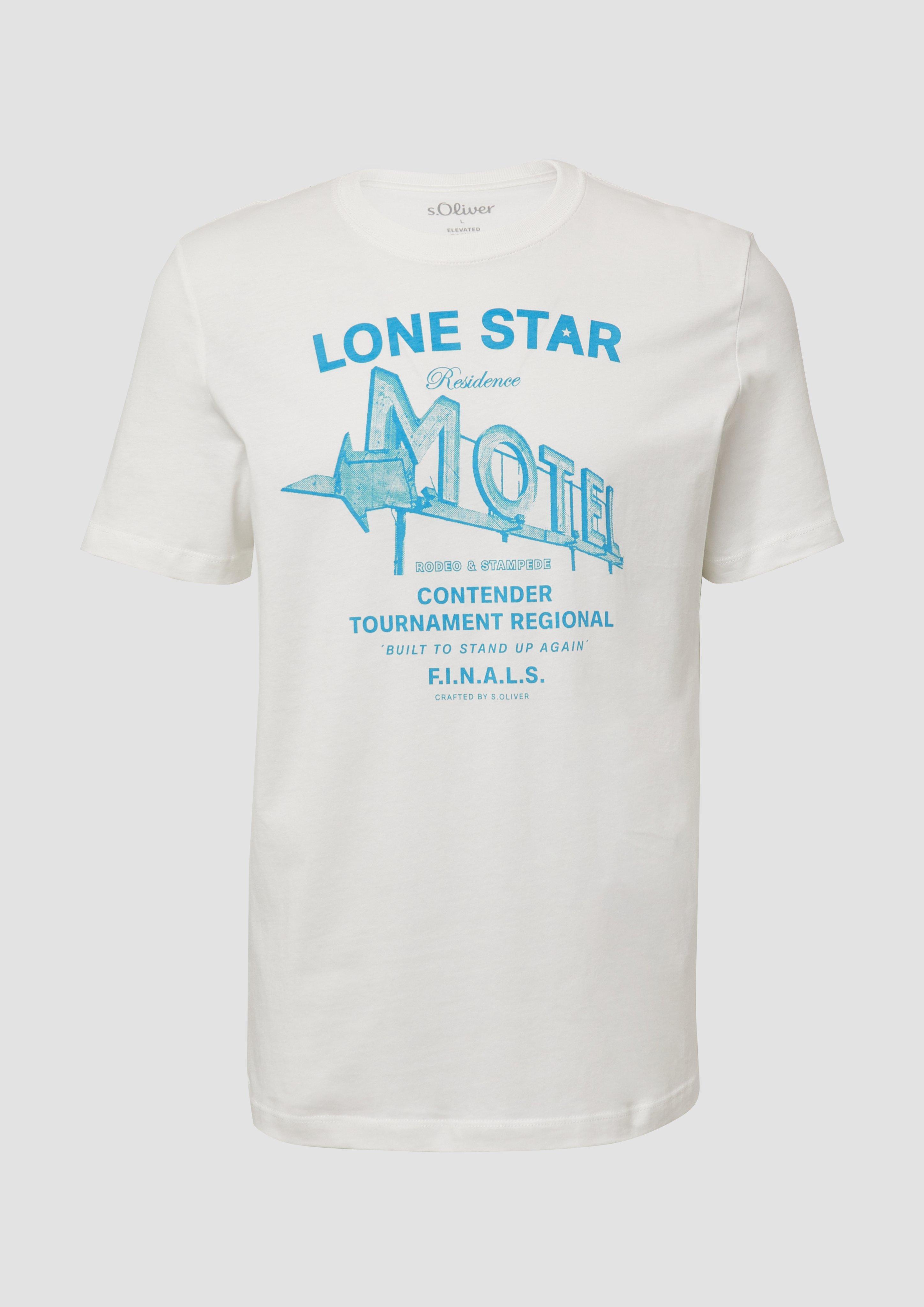 s.Oliver - T-Shirt mit Artwork, Herren, weiß