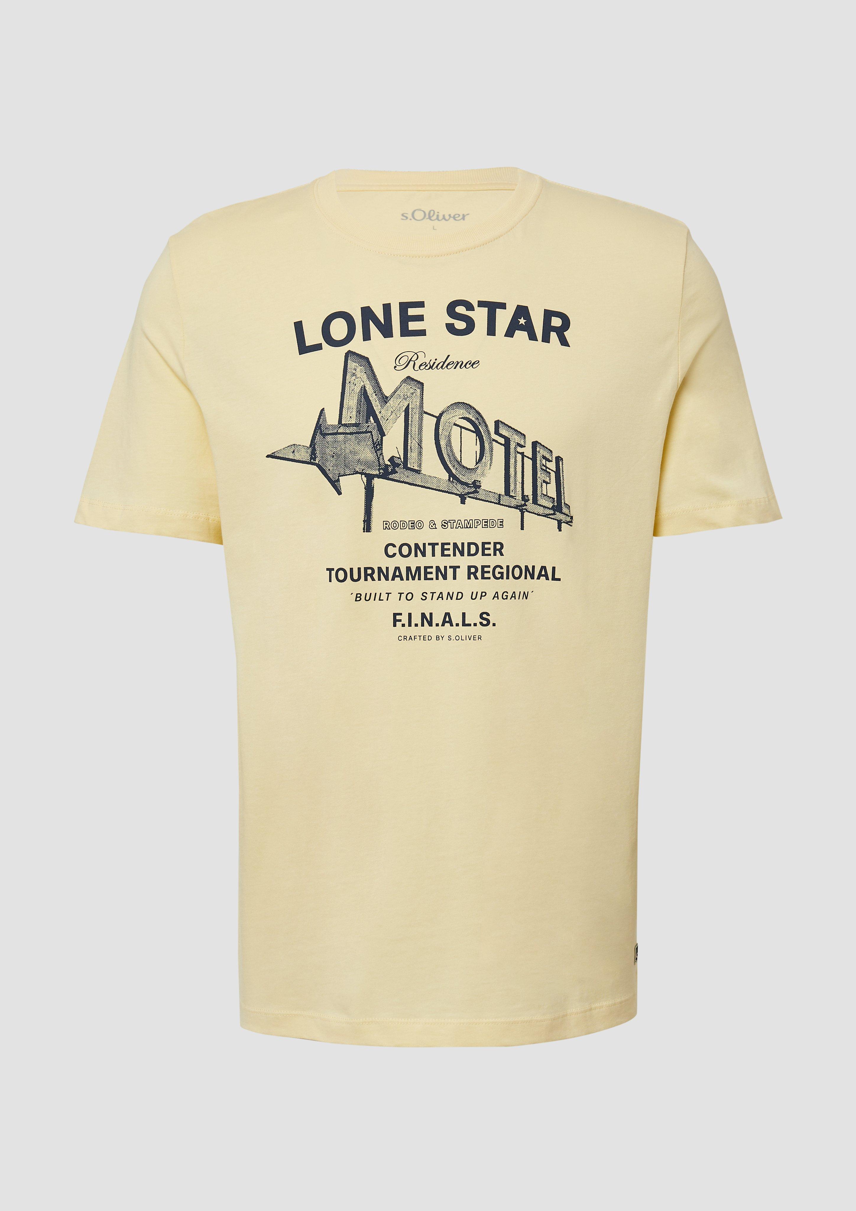 s.Oliver - T-Shirt mit Artwork, Herren, gelb