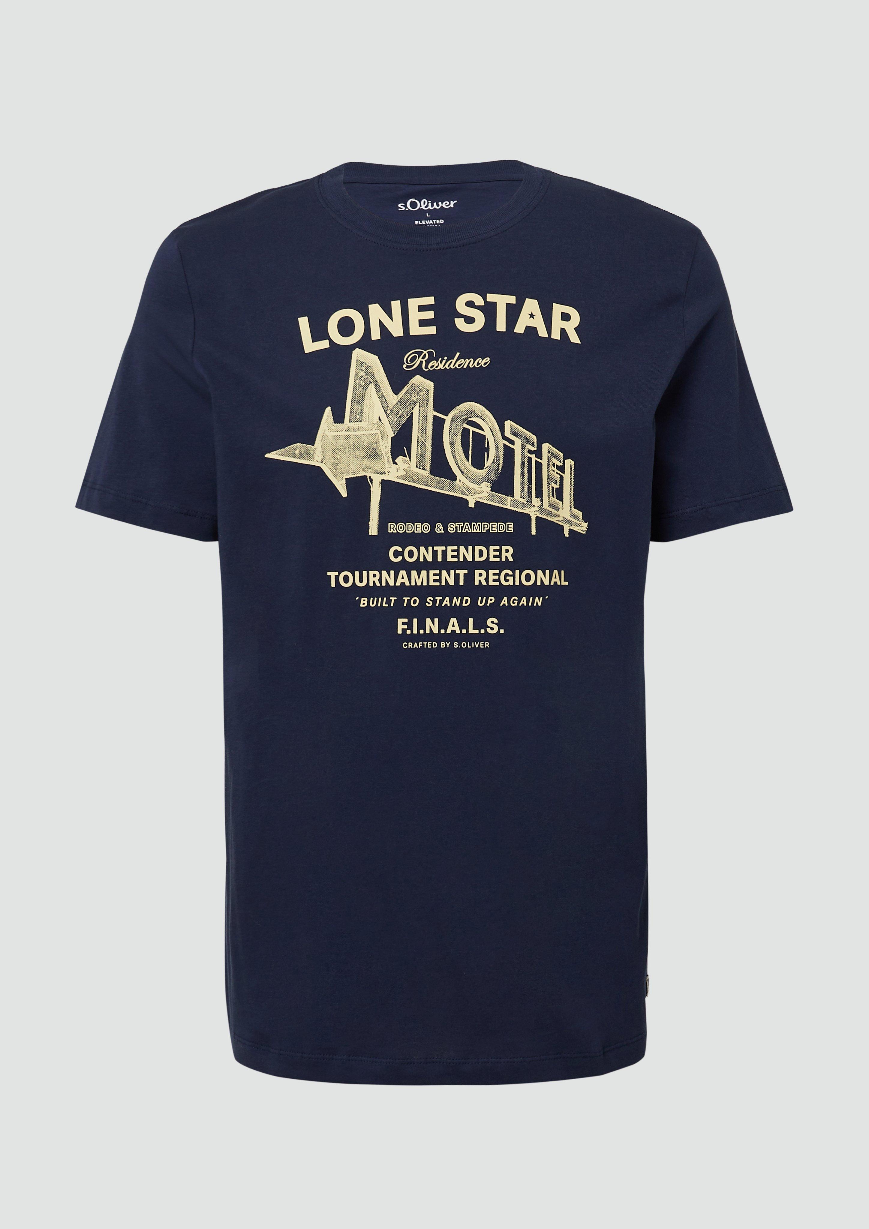 s.Oliver - T-Shirt mit Artwork, Herren, blau