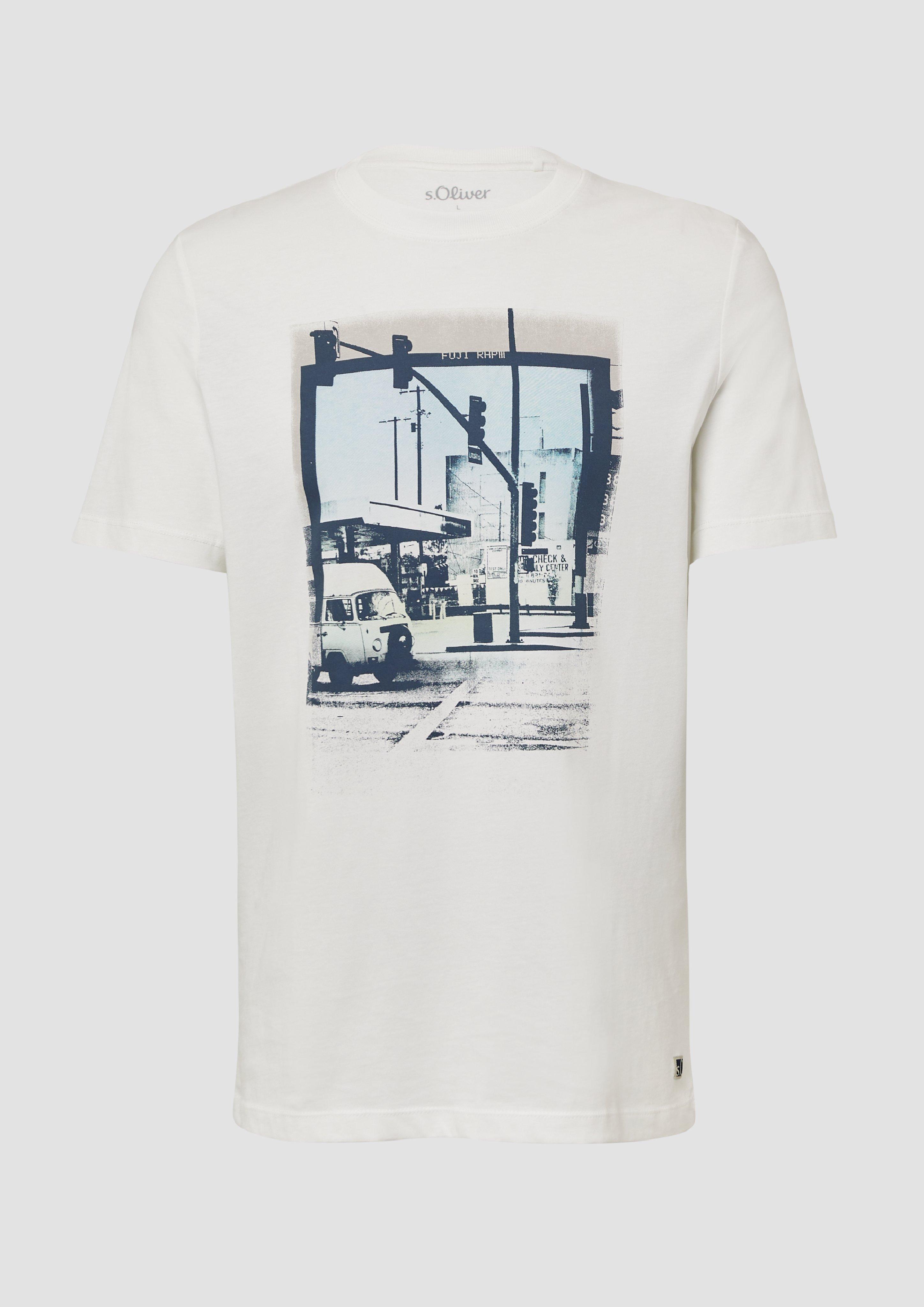s.Oliver - T-Shirt aus Baumwolle mit Fotoprint, Herren, weiß