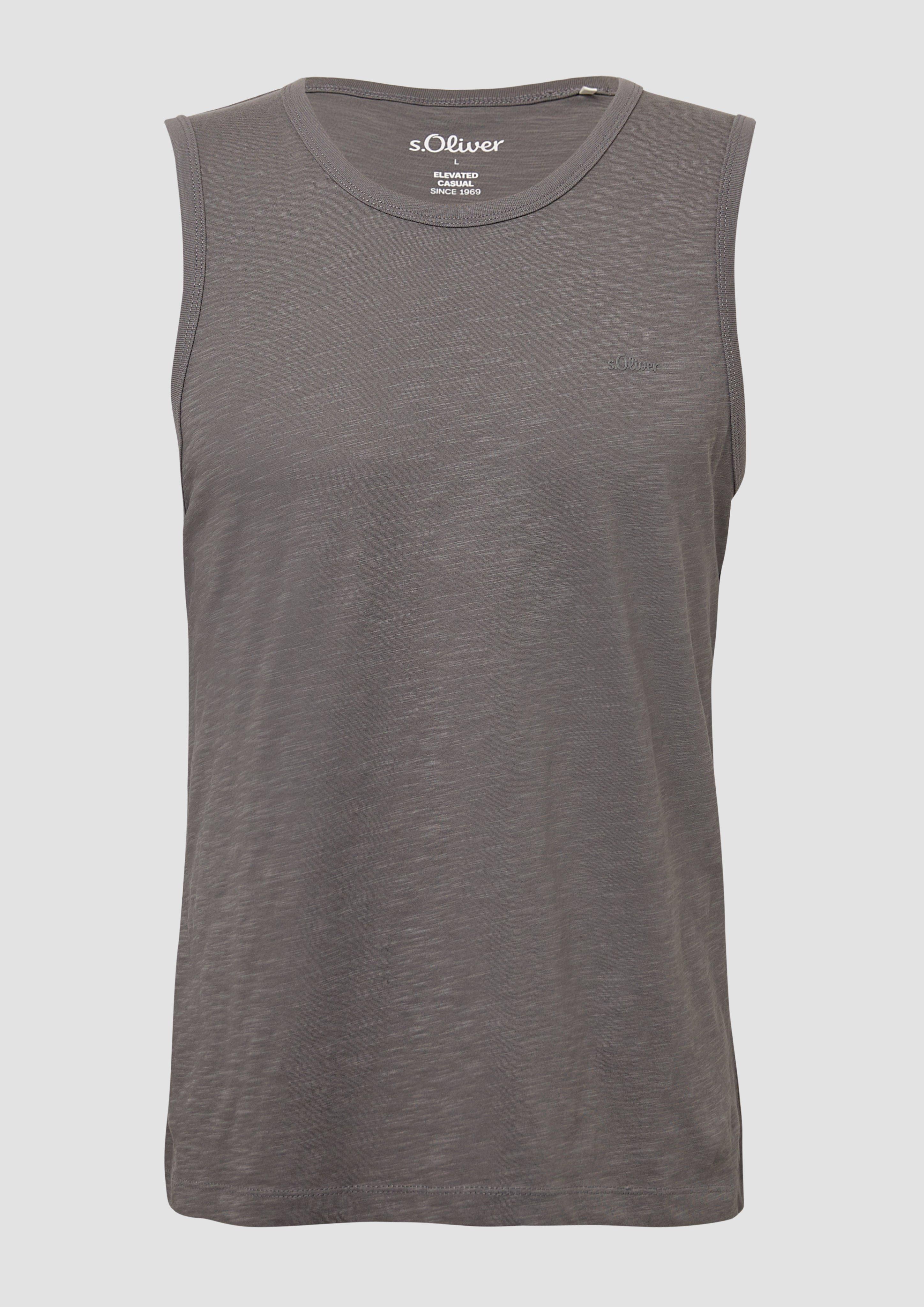s.Oliver - Tanktop mit Flammgarnstruktur und Logo, Herren, grau
