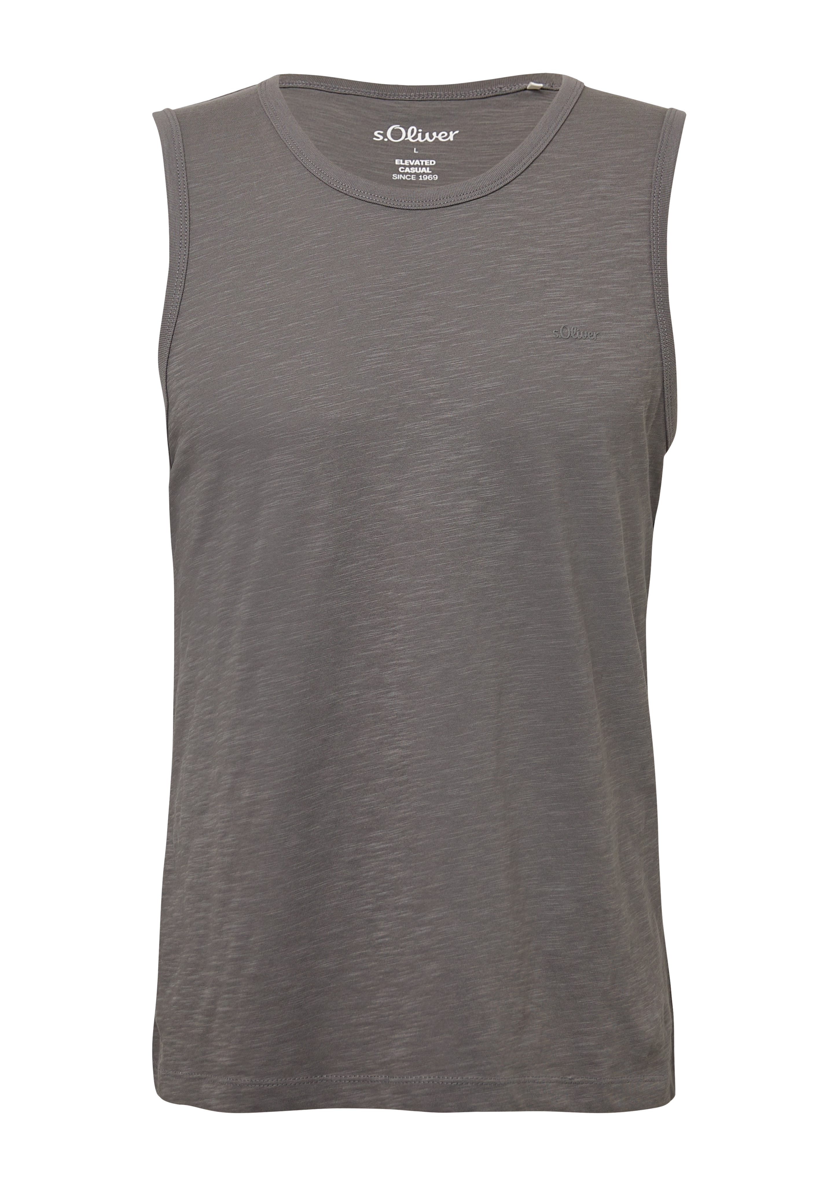 Tank top ze strukturą przędzy płomieniowej i logo