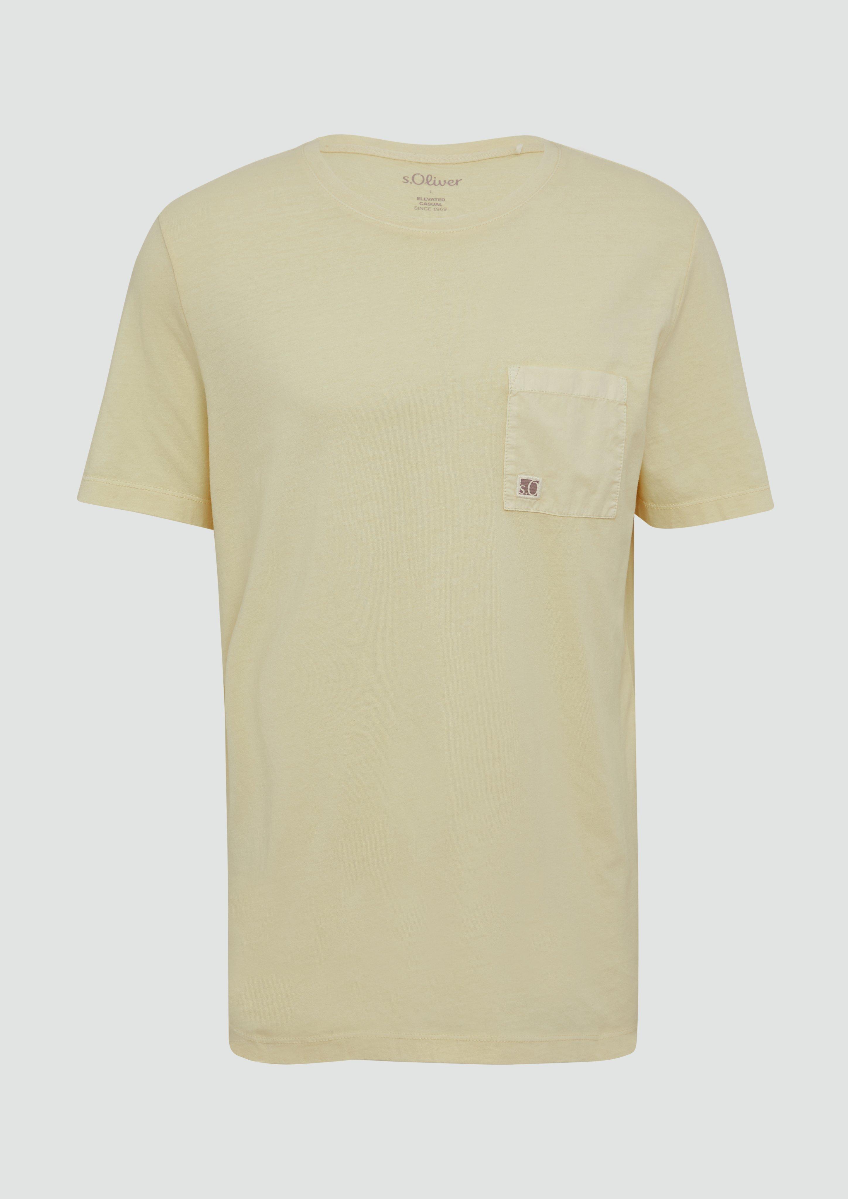s.Oliver - T-Shirt mit Brusttasche und Garment Dye, Herren, gelb