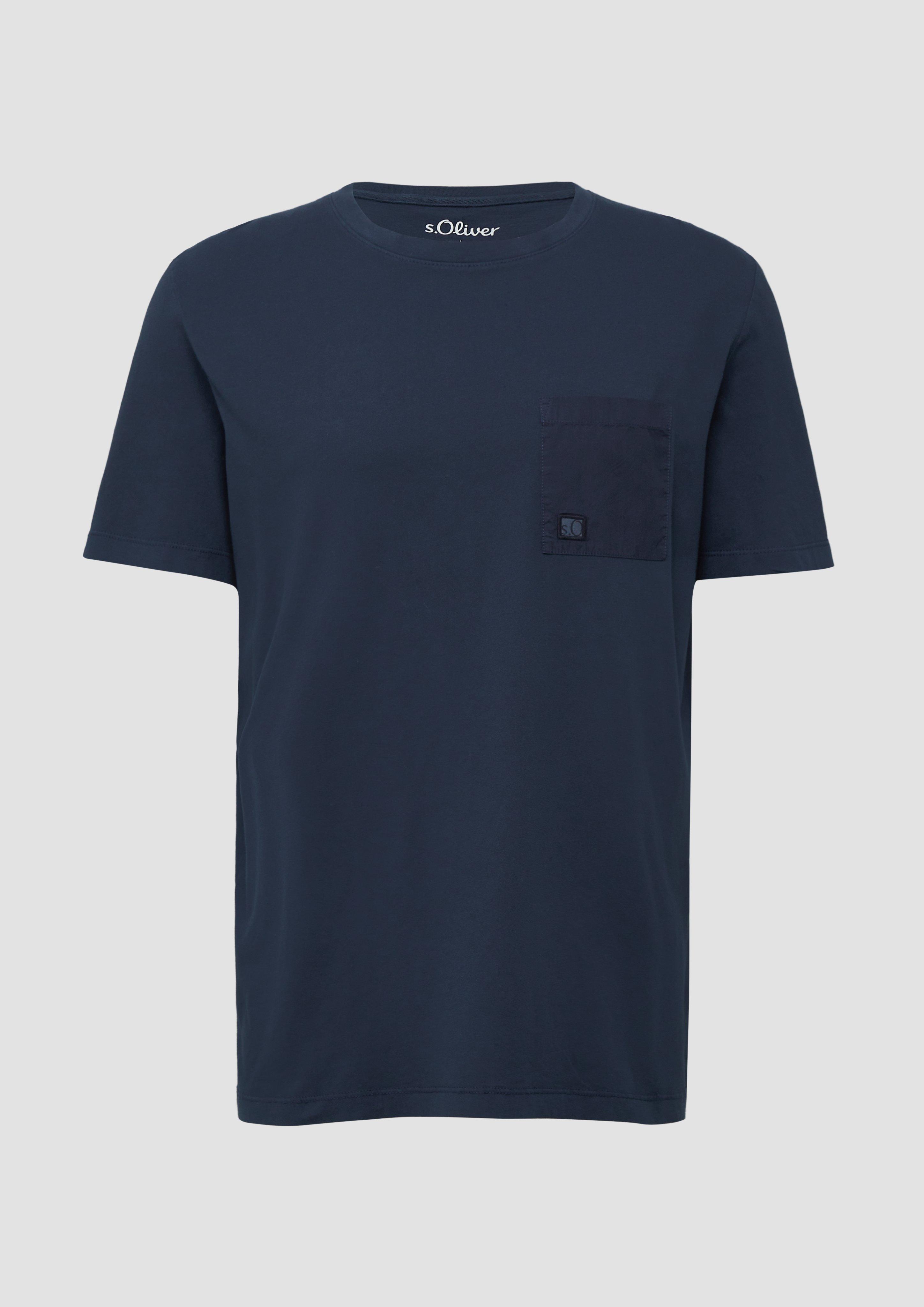 s.Oliver - T-Shirt mit Brusttasche und Garment Dye, Herren, blau