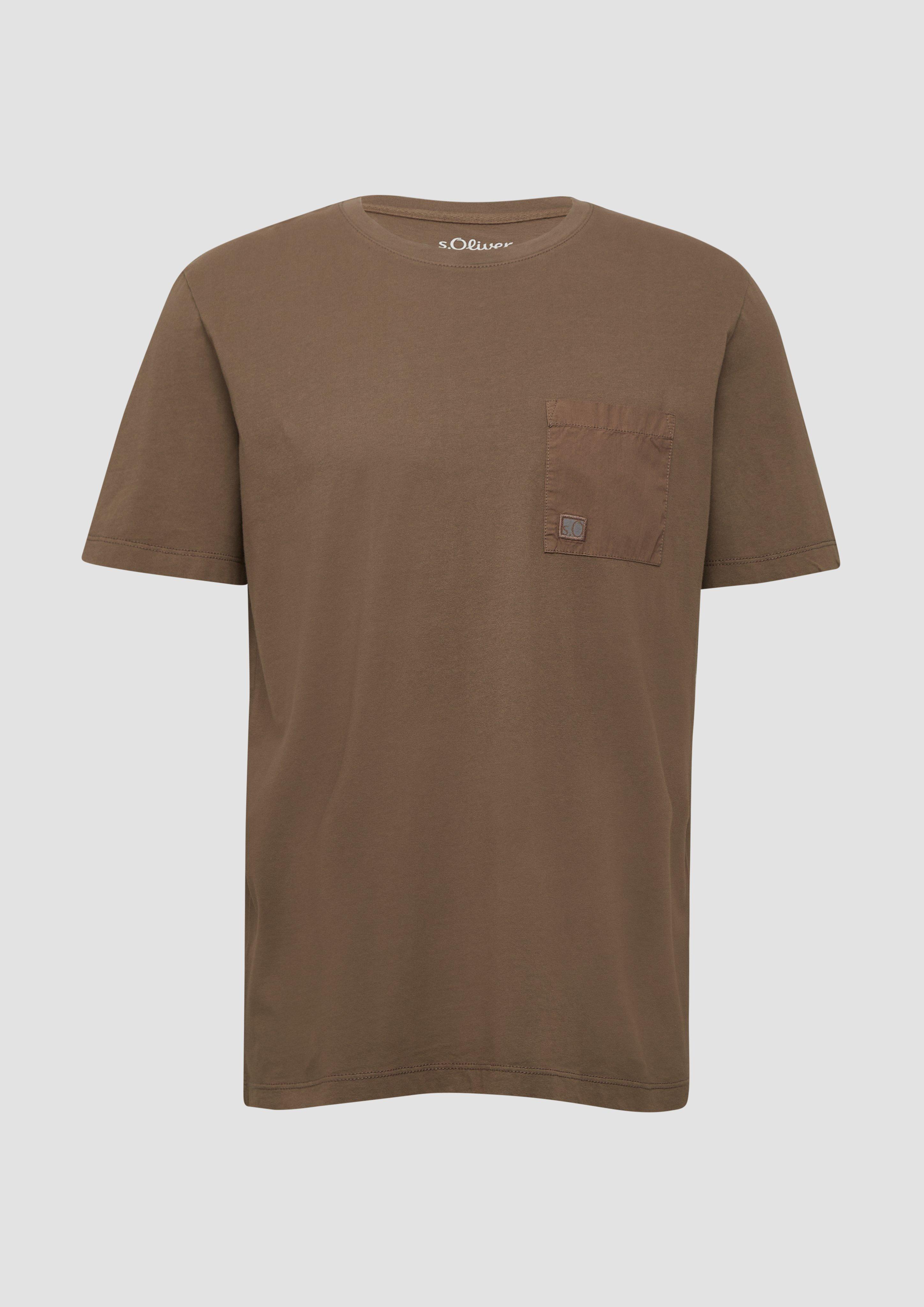 s.Oliver - T-Shirt mit Brusttasche und Garment Dye, Herren, braun