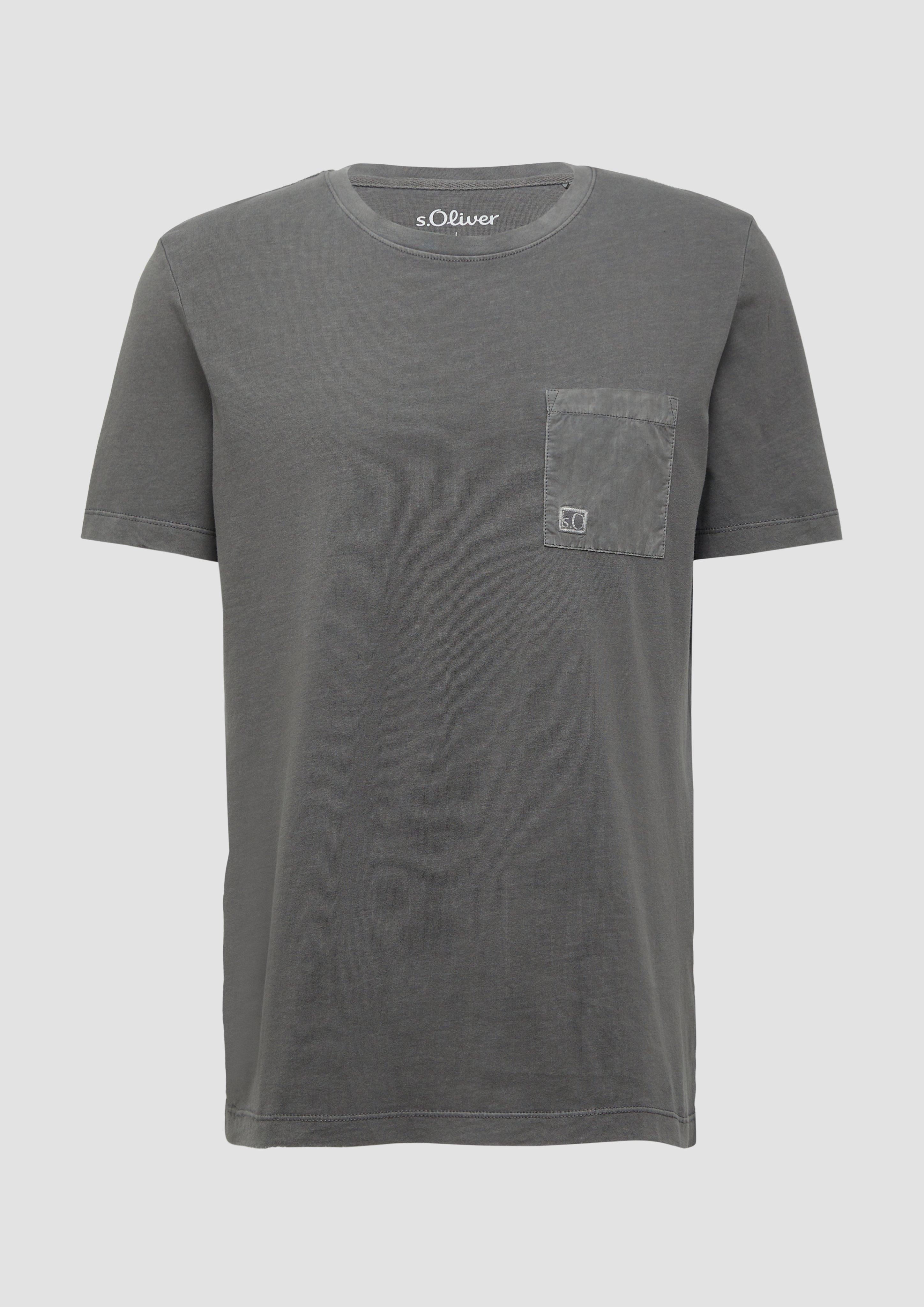 s.Oliver - T-Shirt mit Brusttasche und Garment Dye, Herren, grau