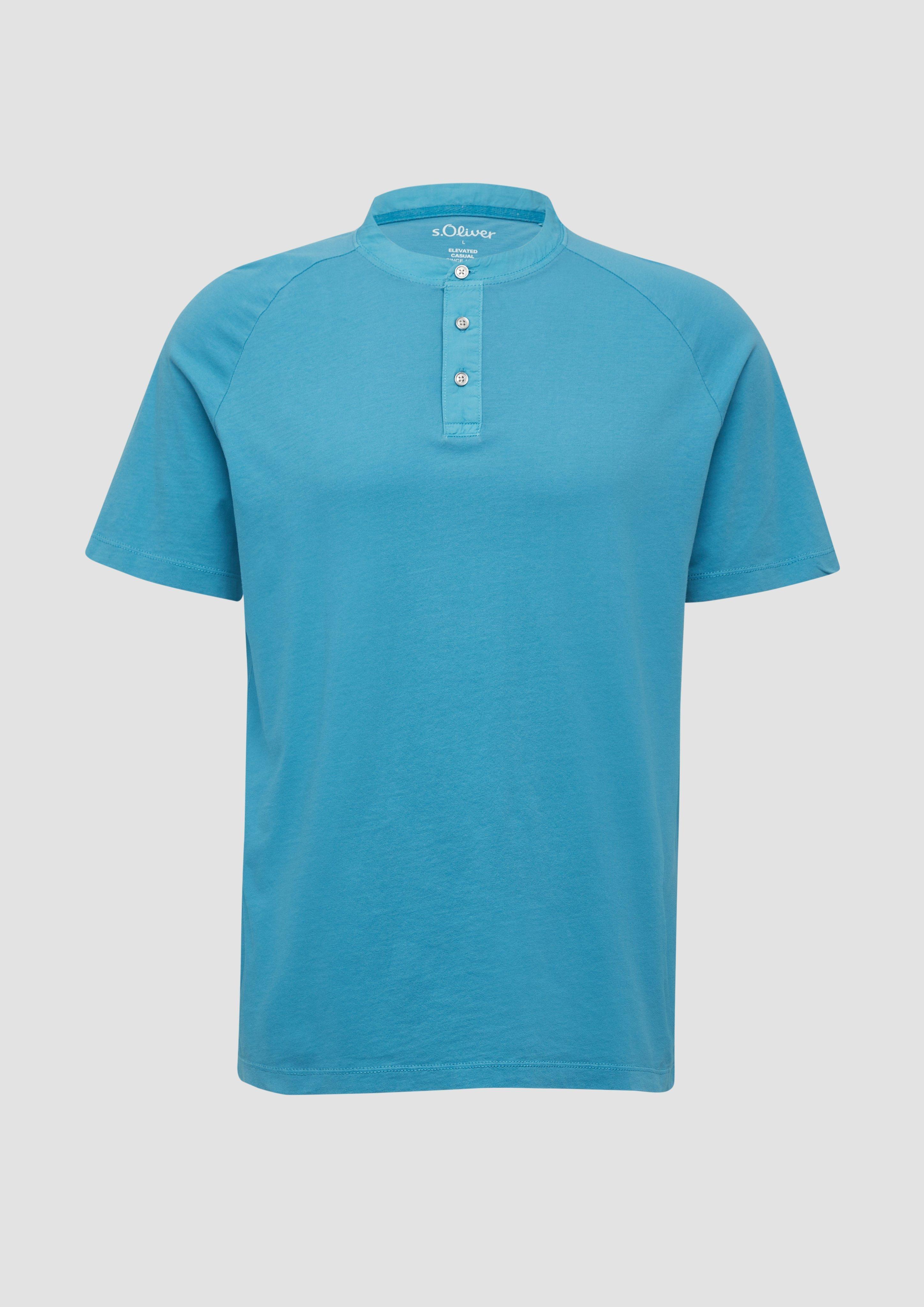 s.Oliver - Henley-T-Shirt mit Raglanärmeln und Garment Dye, Herren, türkis