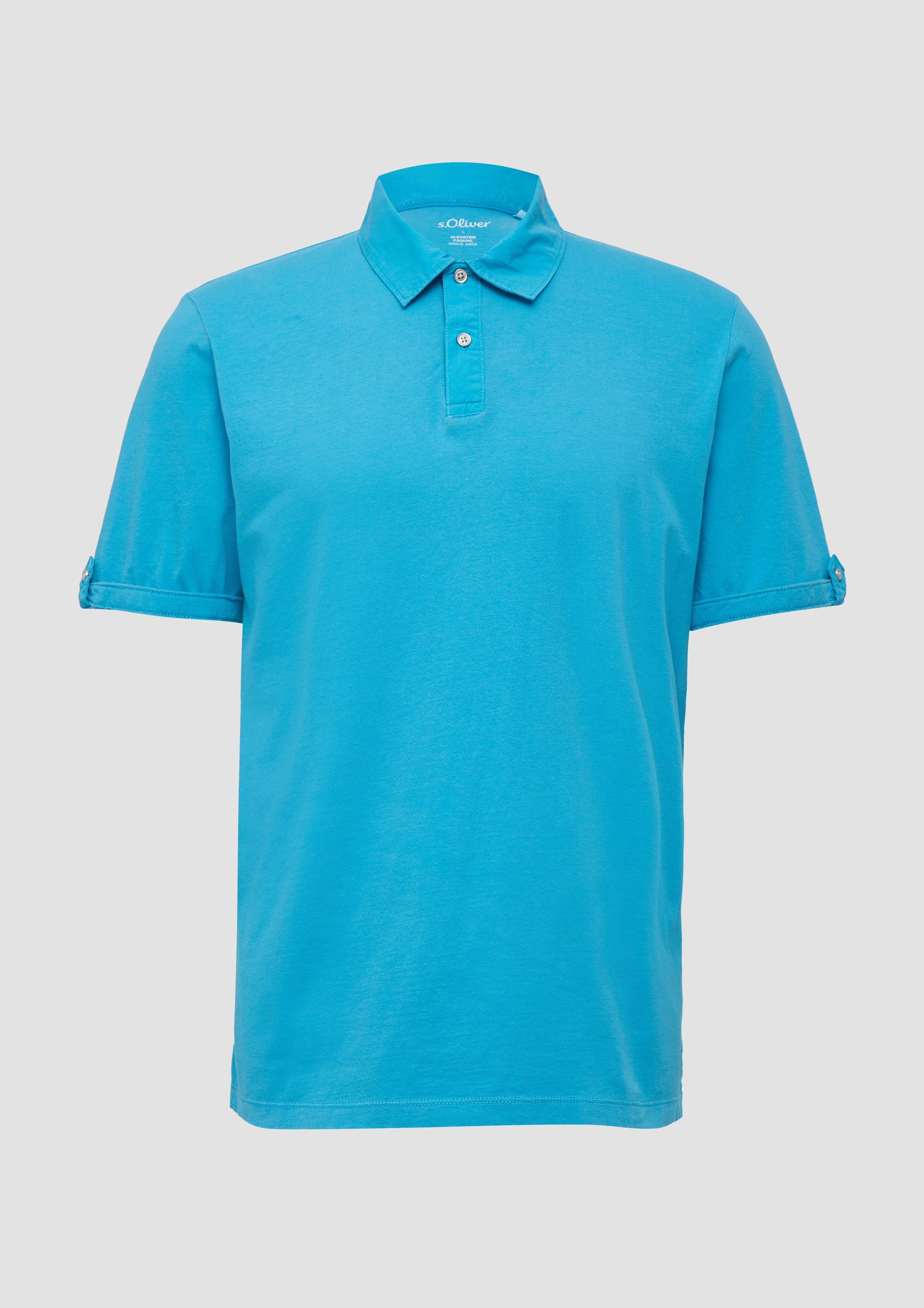 s.Oliver - Jersey-Poloshirt mit Ärmel-Detail, Herren, türkis