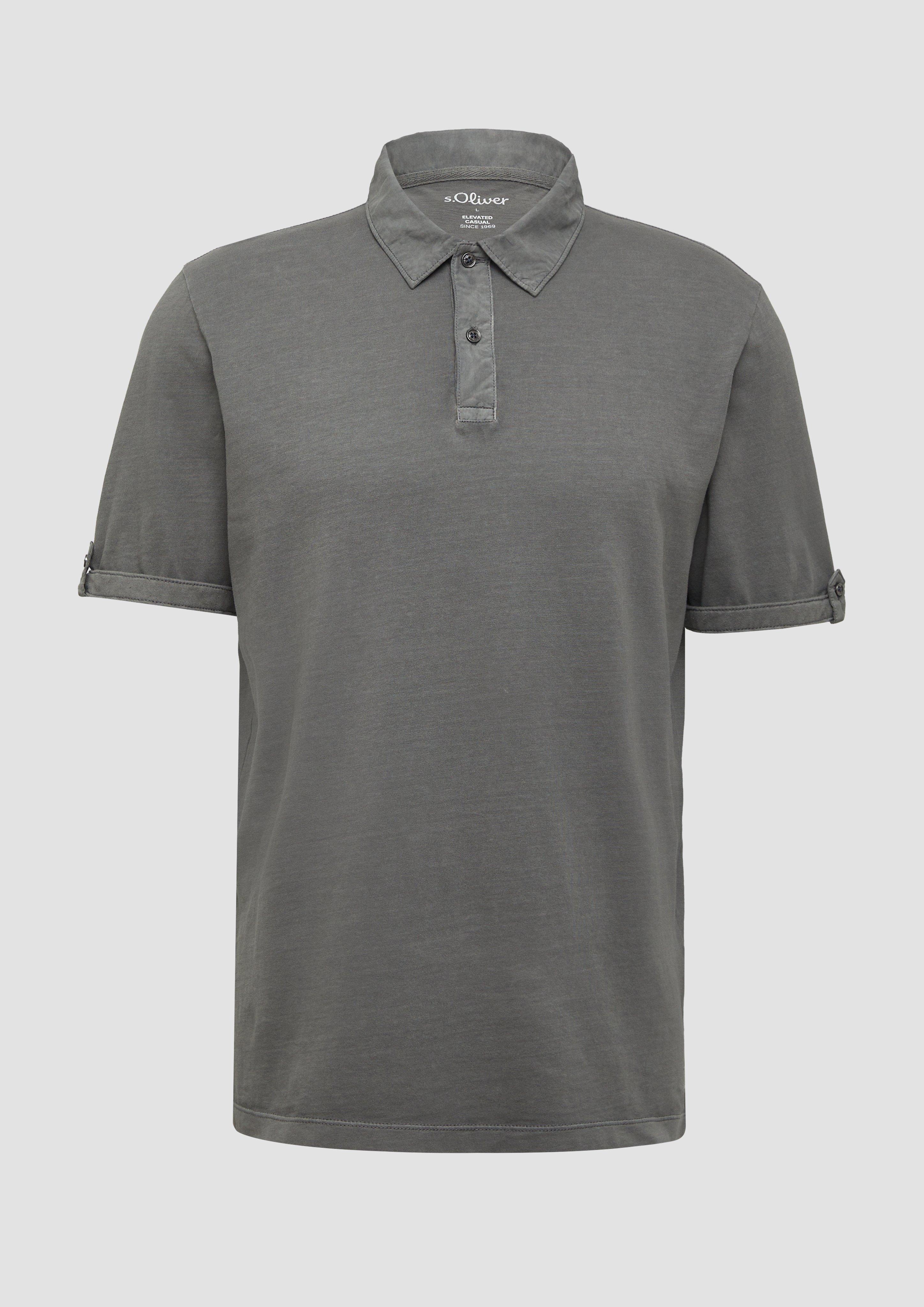 s.Oliver - Jersey-Poloshirt mit Ärmel-Detail, Herren, grau