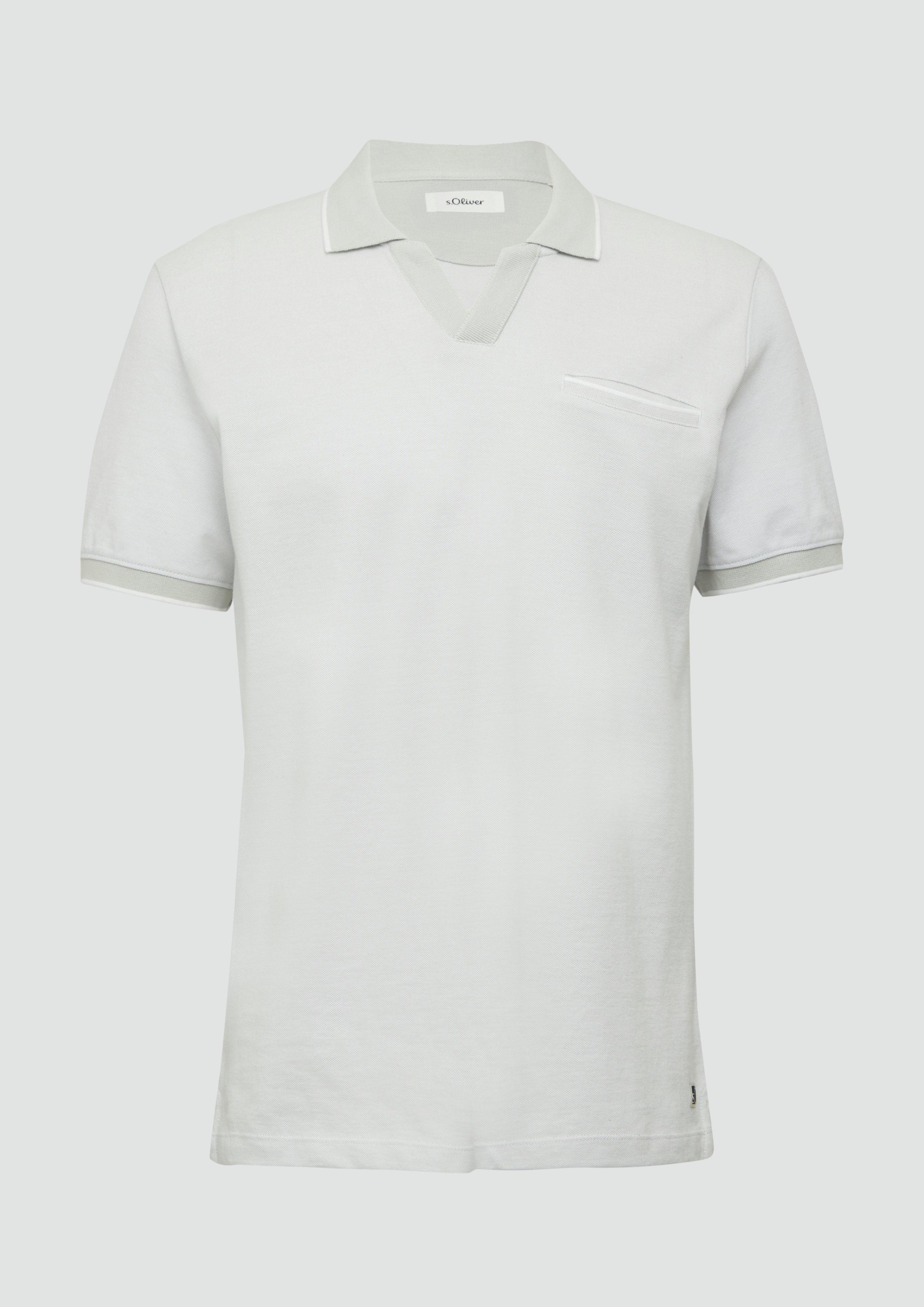 s.Oliver - Poloshirt aus zweifarbigem Piqué mit Brusttasche, Herren, creme