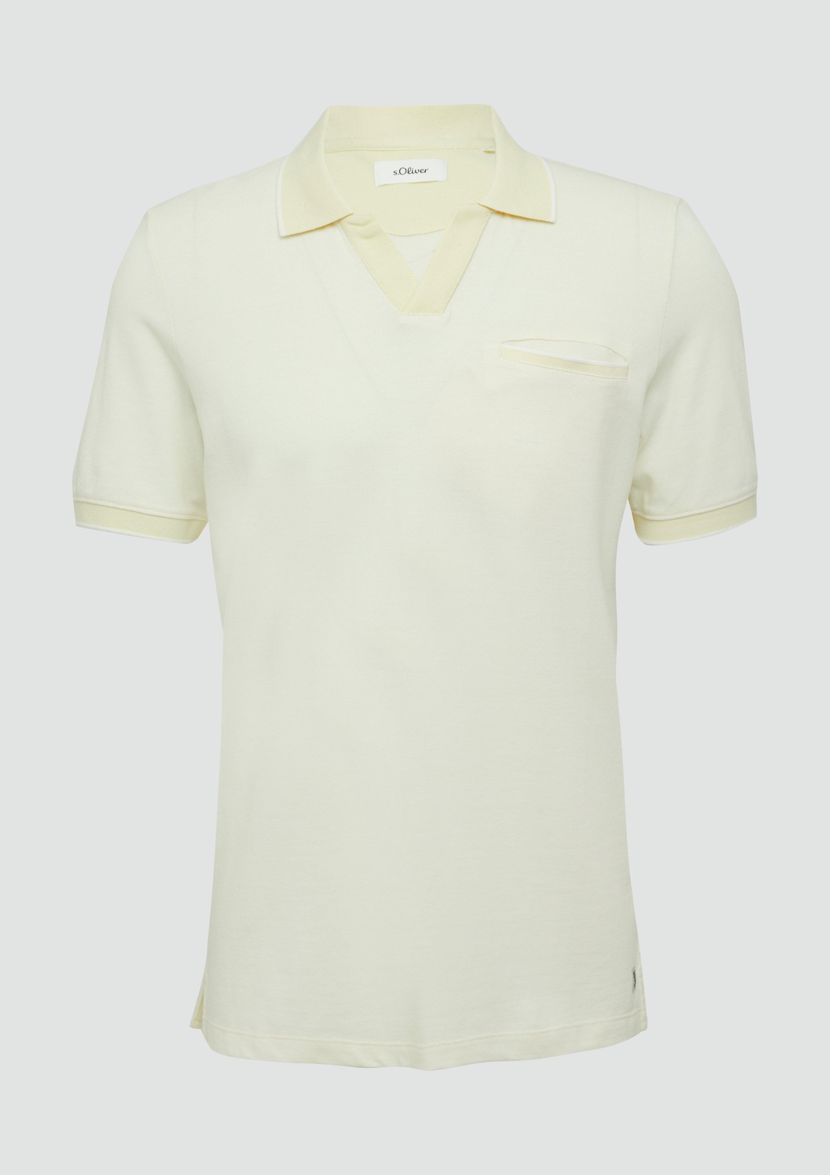 s.Oliver - Poloshirt aus zweifarbigem Piqué mit Brusttasche, Herren, gelb