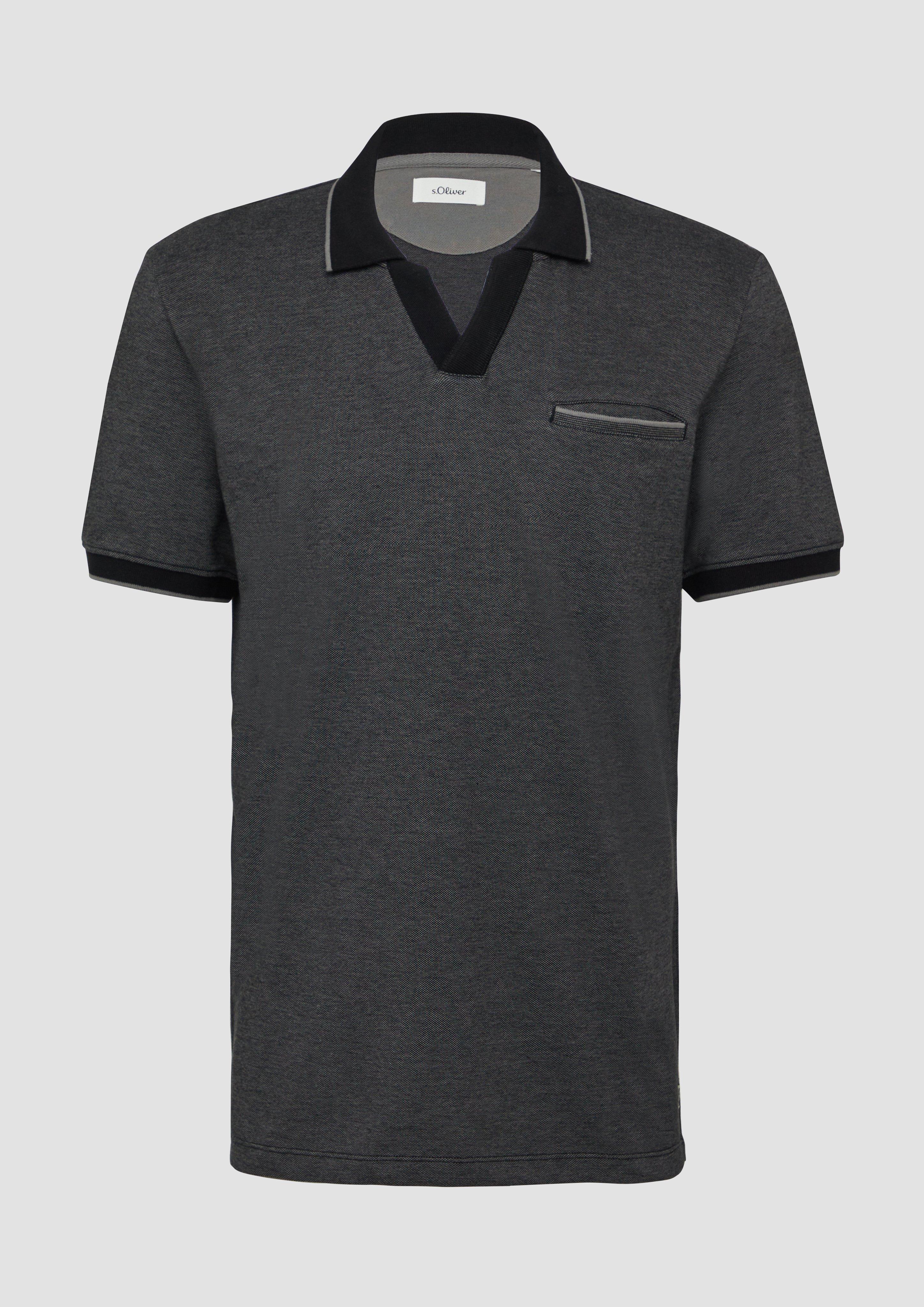 s.Oliver - Poloshirt aus zweifarbigem Piqué mit Brusttasche, Herren, grau