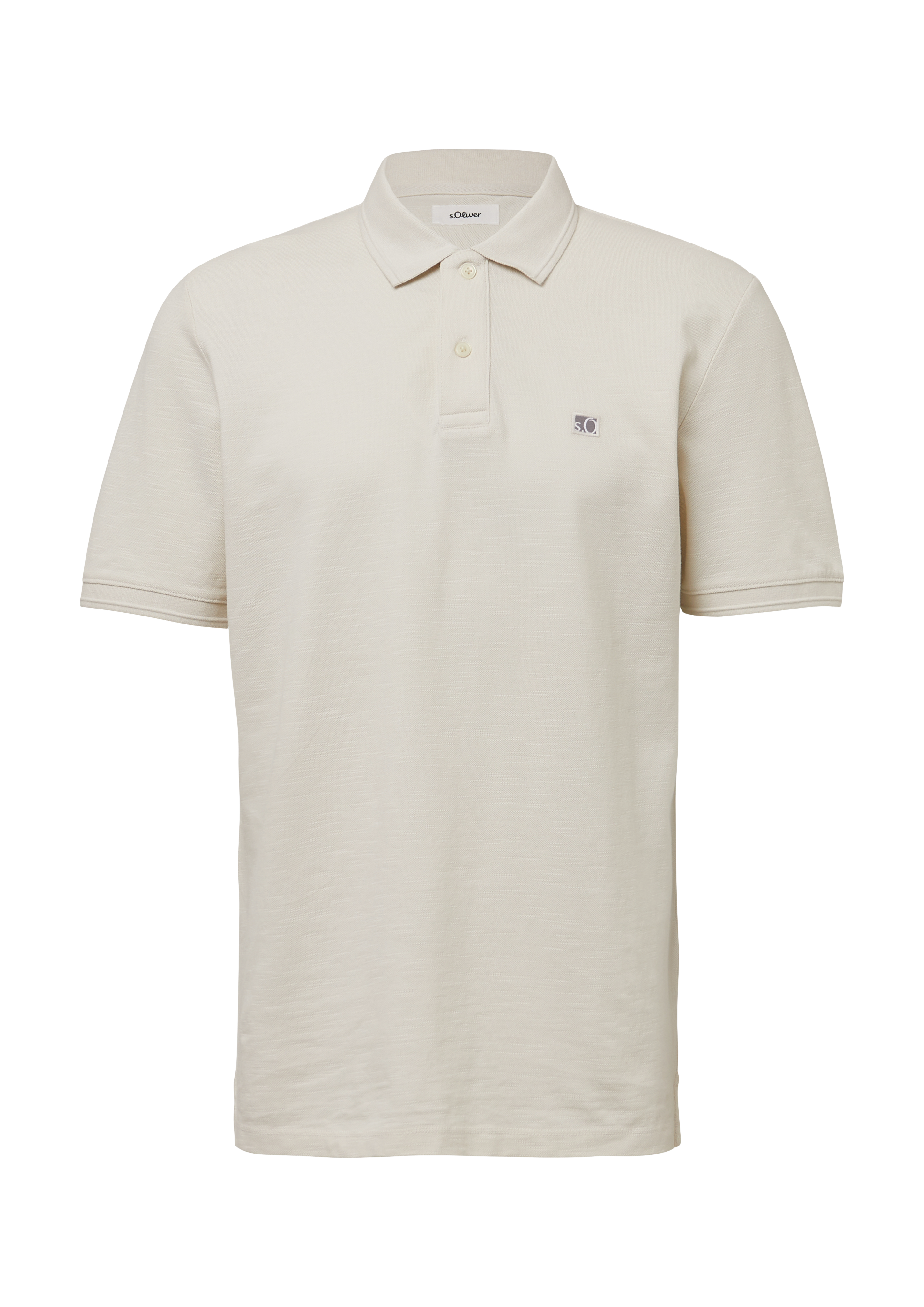 Poloshirt mit kleinem Labelpatch und Flammgarnstruktur