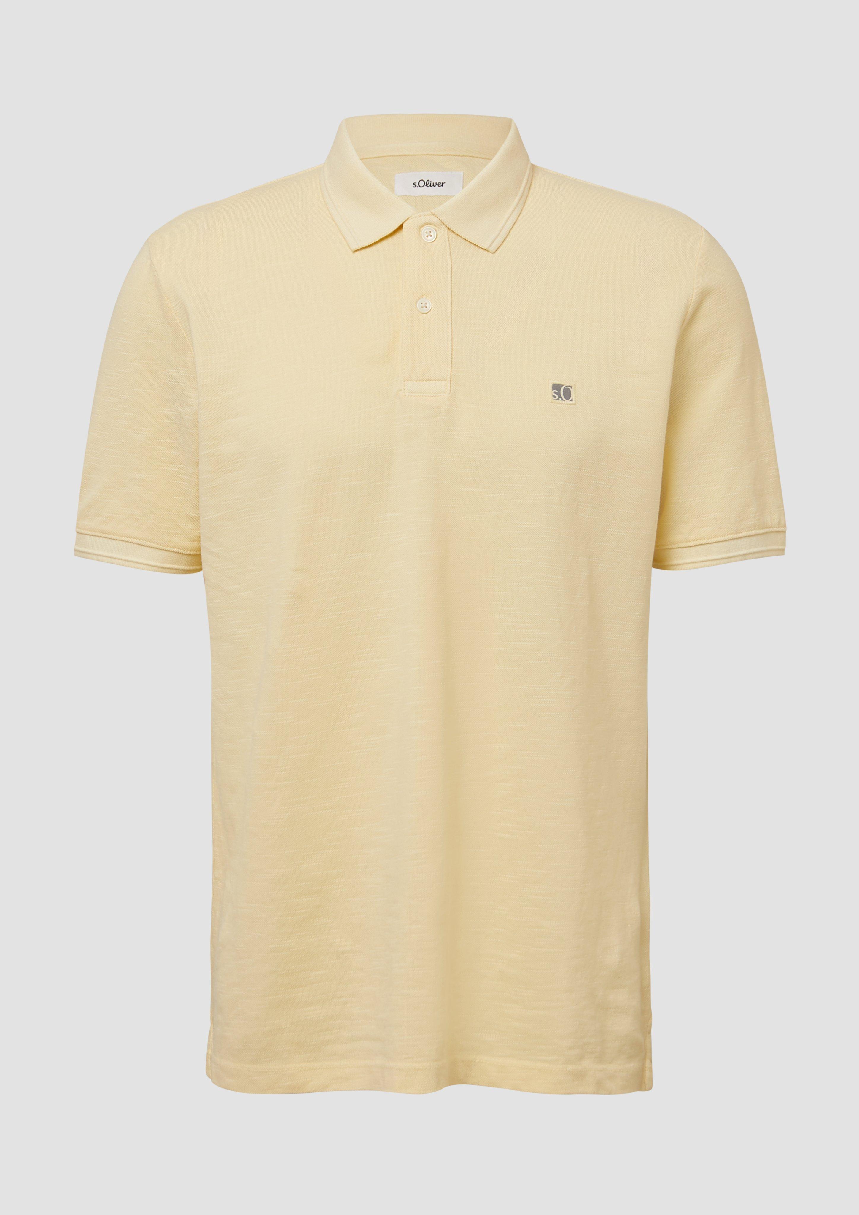 s.Oliver - Poloshirt mit kleinem Labelpatch und Flammgarnstruktur, Herren, gelb