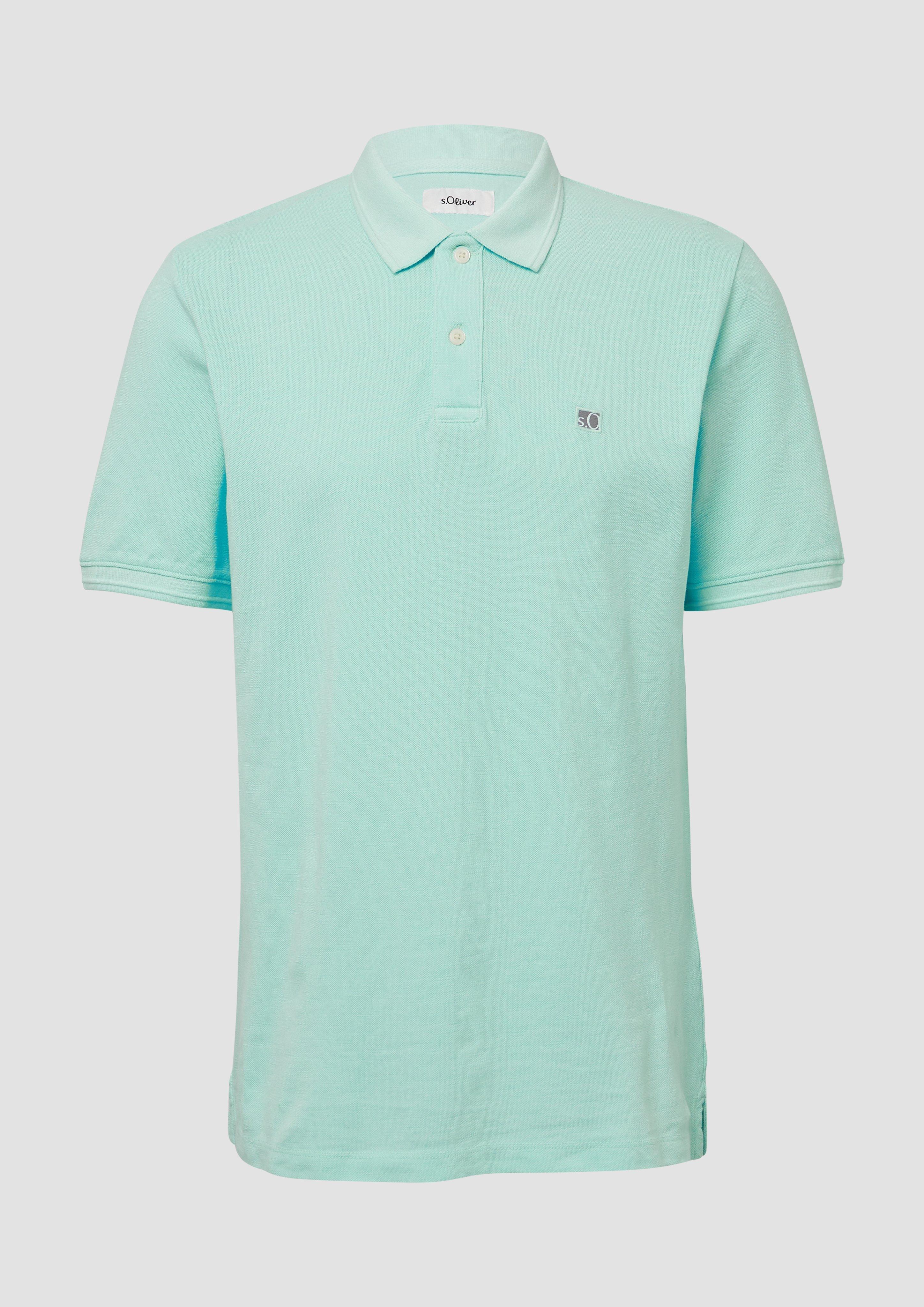 s.Oliver - Poloshirt mit kleinem Labelpatch und Flammgarnstruktur, Herren, grün