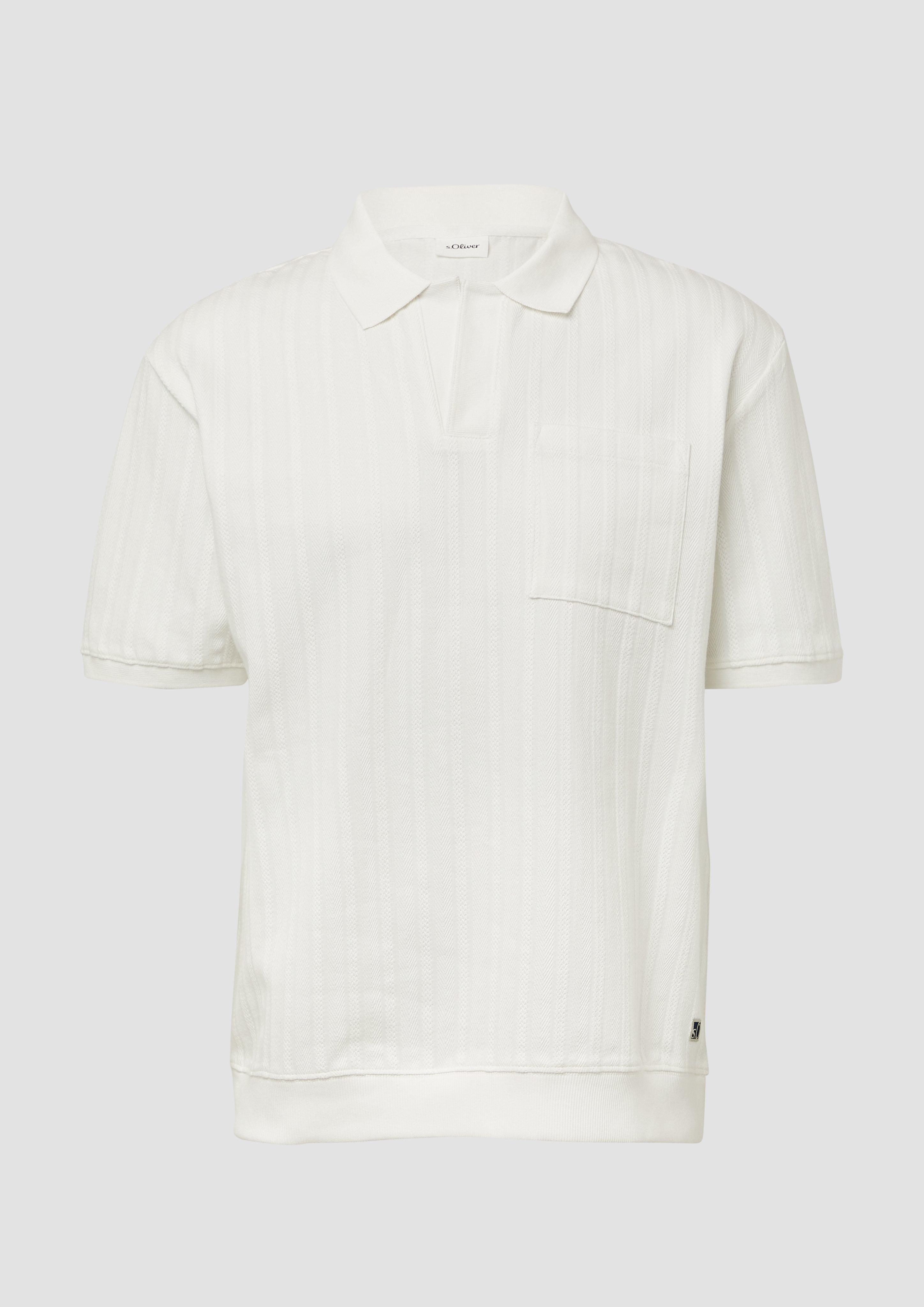 s.Oliver - Poloshirt im Relaxed Fit mit Struturstreifen, Herren, weiß