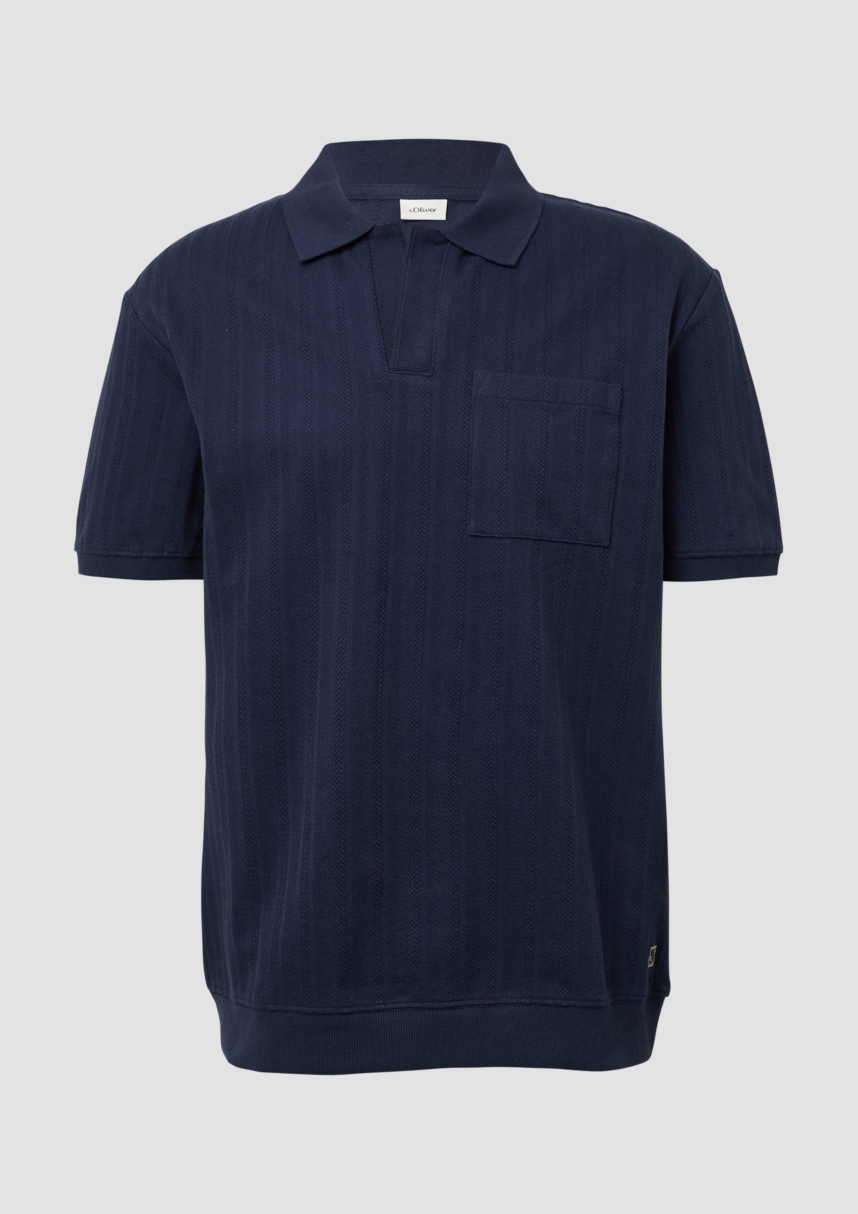 s.Oliver - Poloshirt im Relaxed Fit mit Struturstreifen, Herren, blau