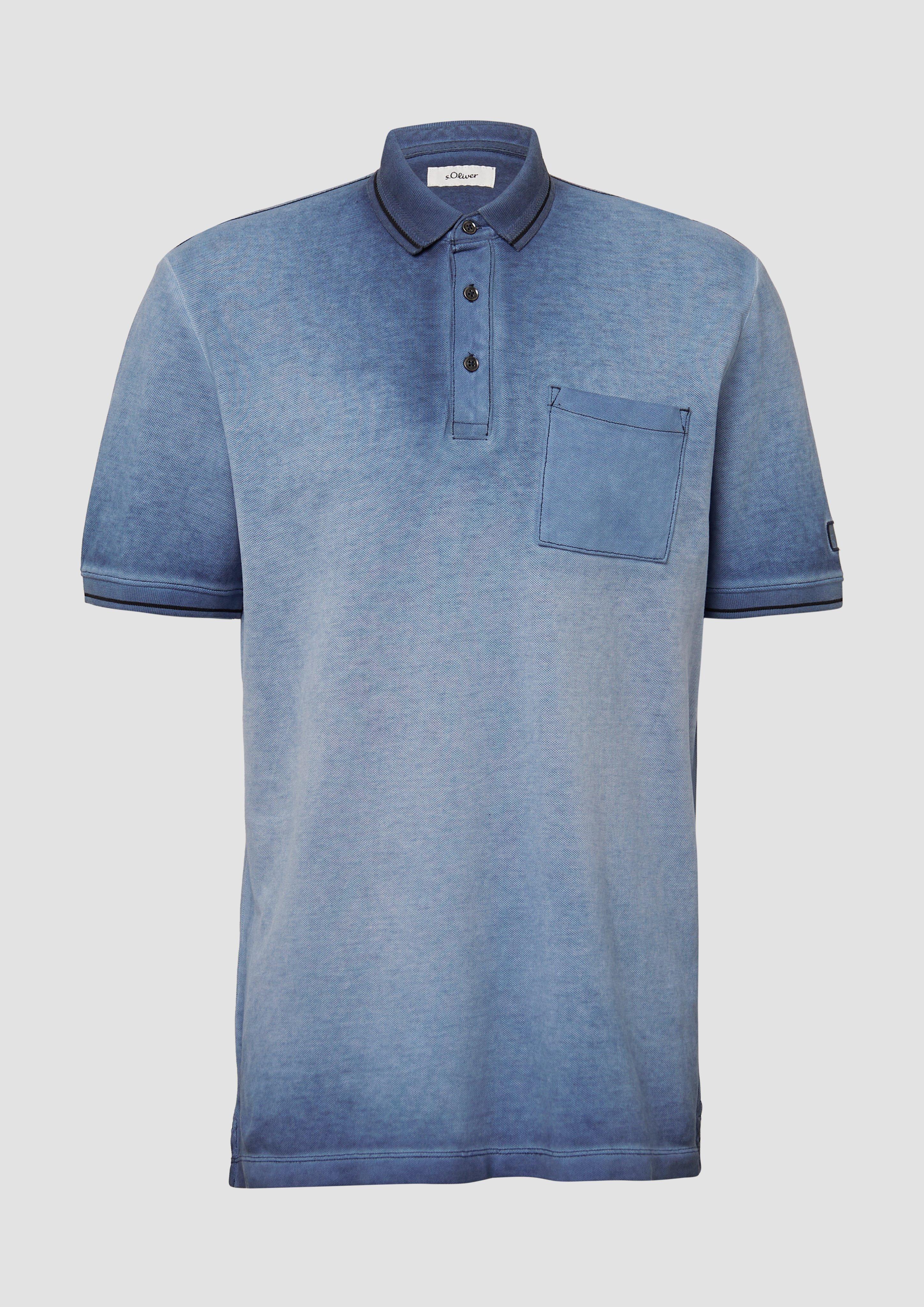 s.Oliver - Piqué-Poloshirt mit Waschung und Brusttasche, Herren, blau