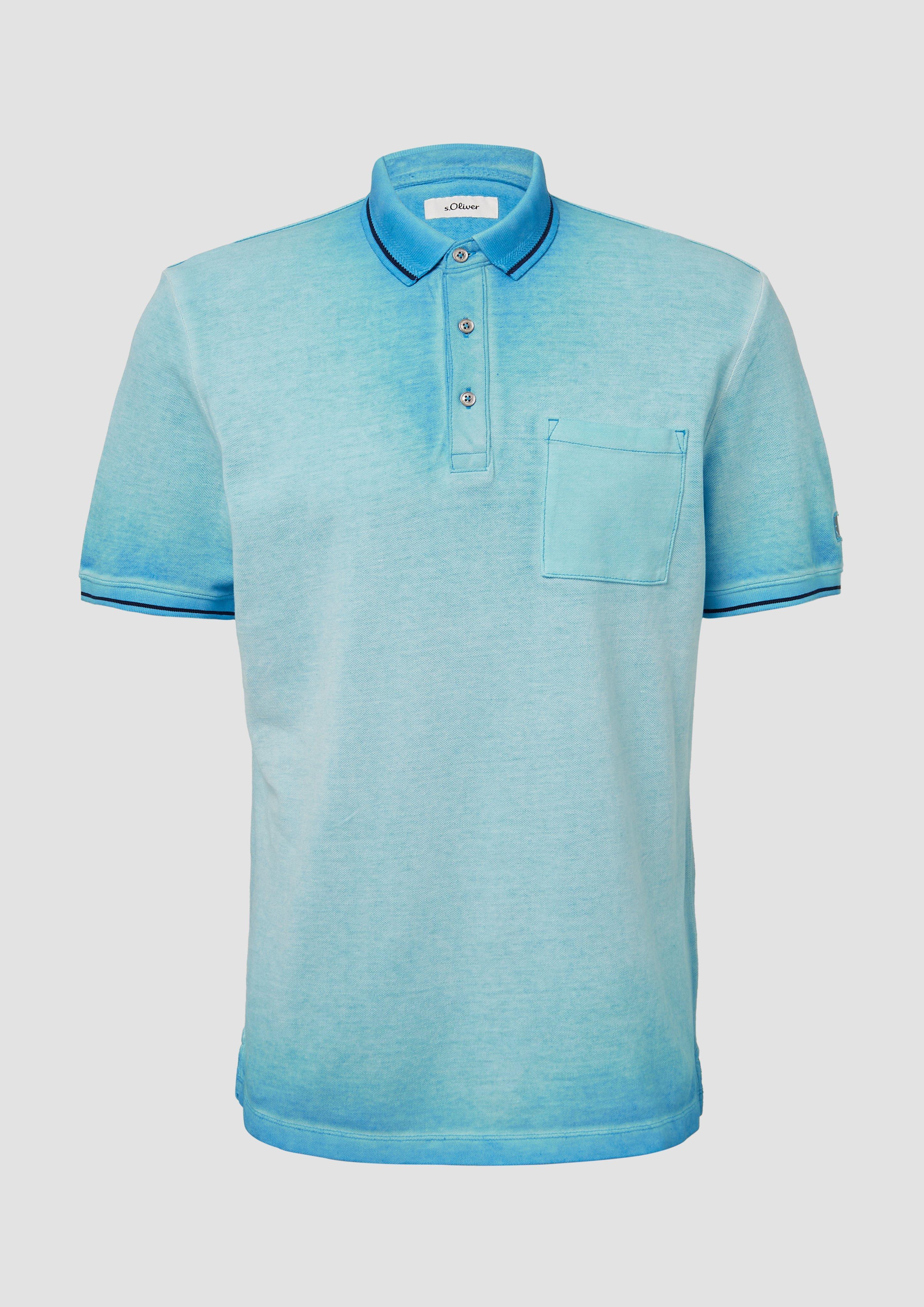 s.Oliver - Piqué-Poloshirt mit Waschung und Brusttasche, Herren, türkis
