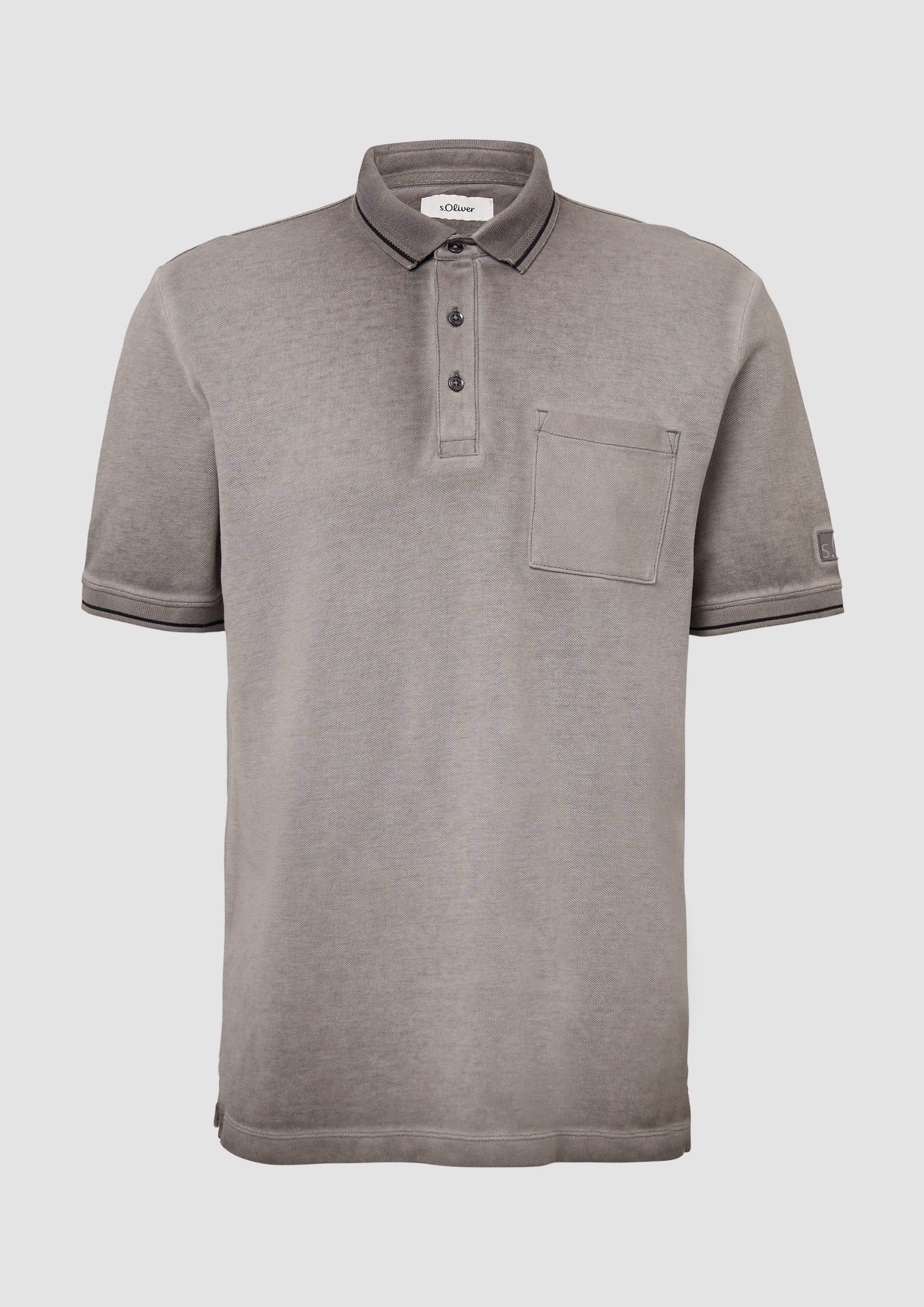s.Oliver - Piqué-Poloshirt mit Waschung und Brusttasche, Herren, grau