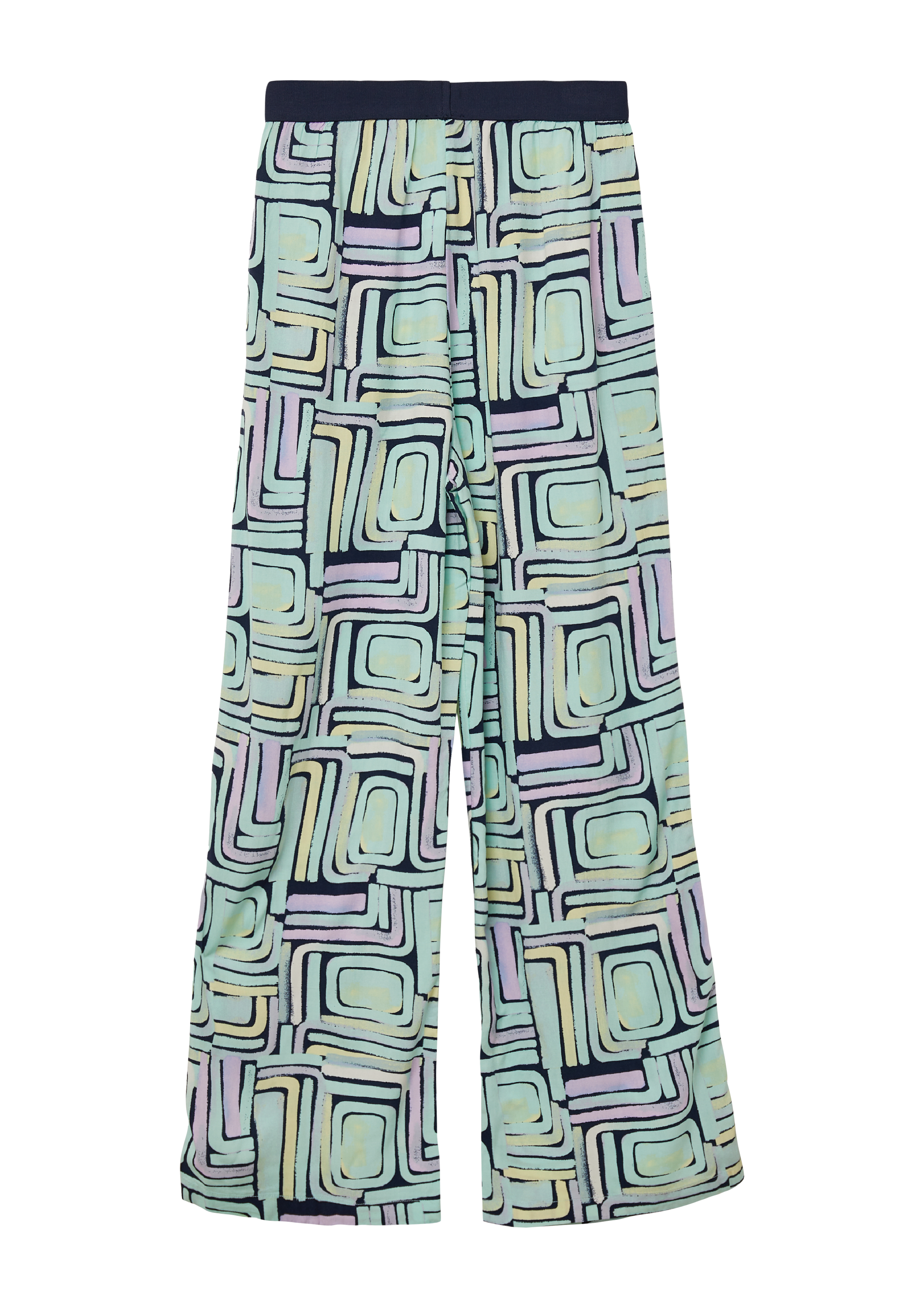 s.Oliver - Wide-Leg-Hose aus Viskose im Loose Fit, Mädchen, blau|grün