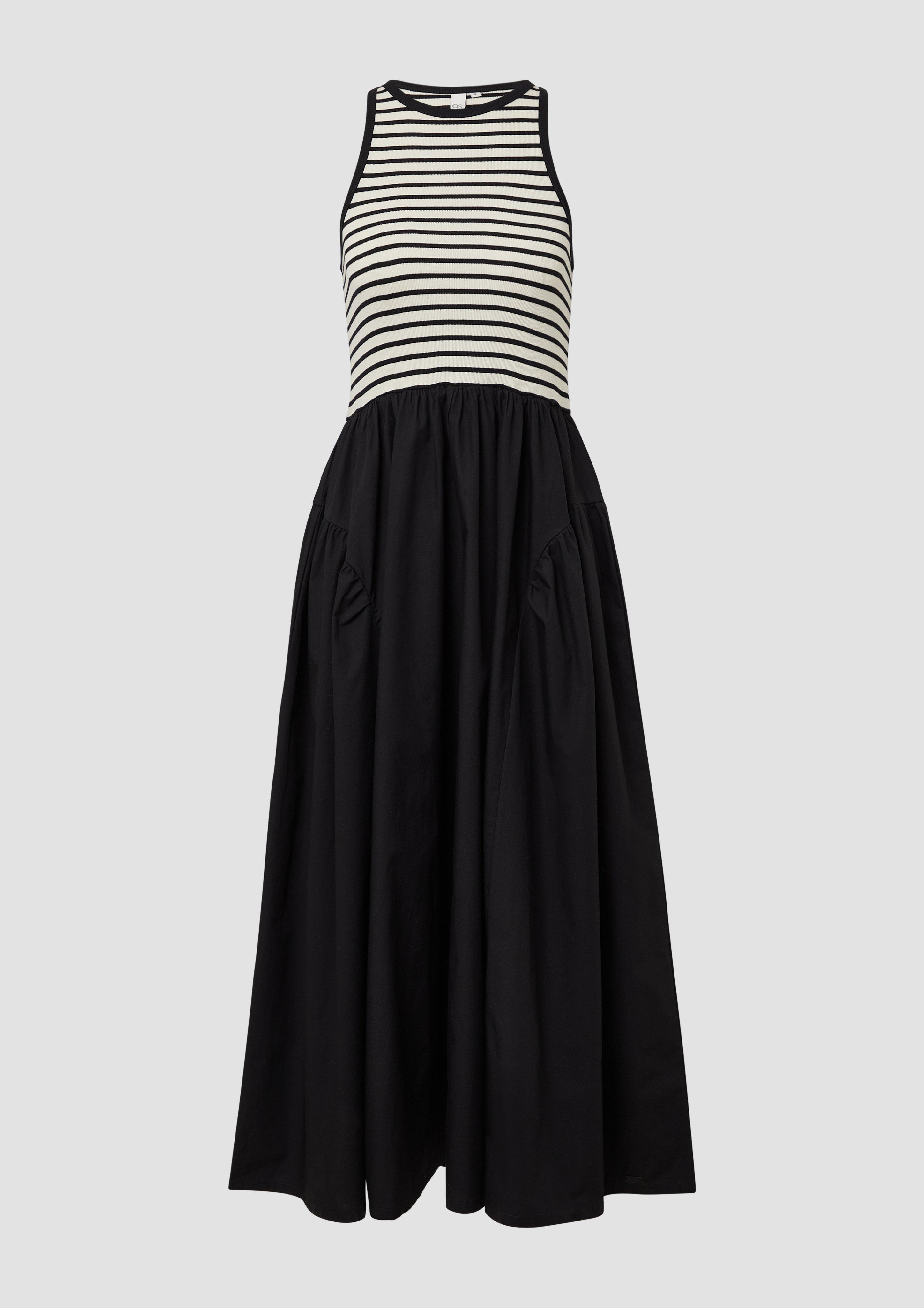 QS - Tanktop-Kleid im Materialmix, Damen, schwarz|creme