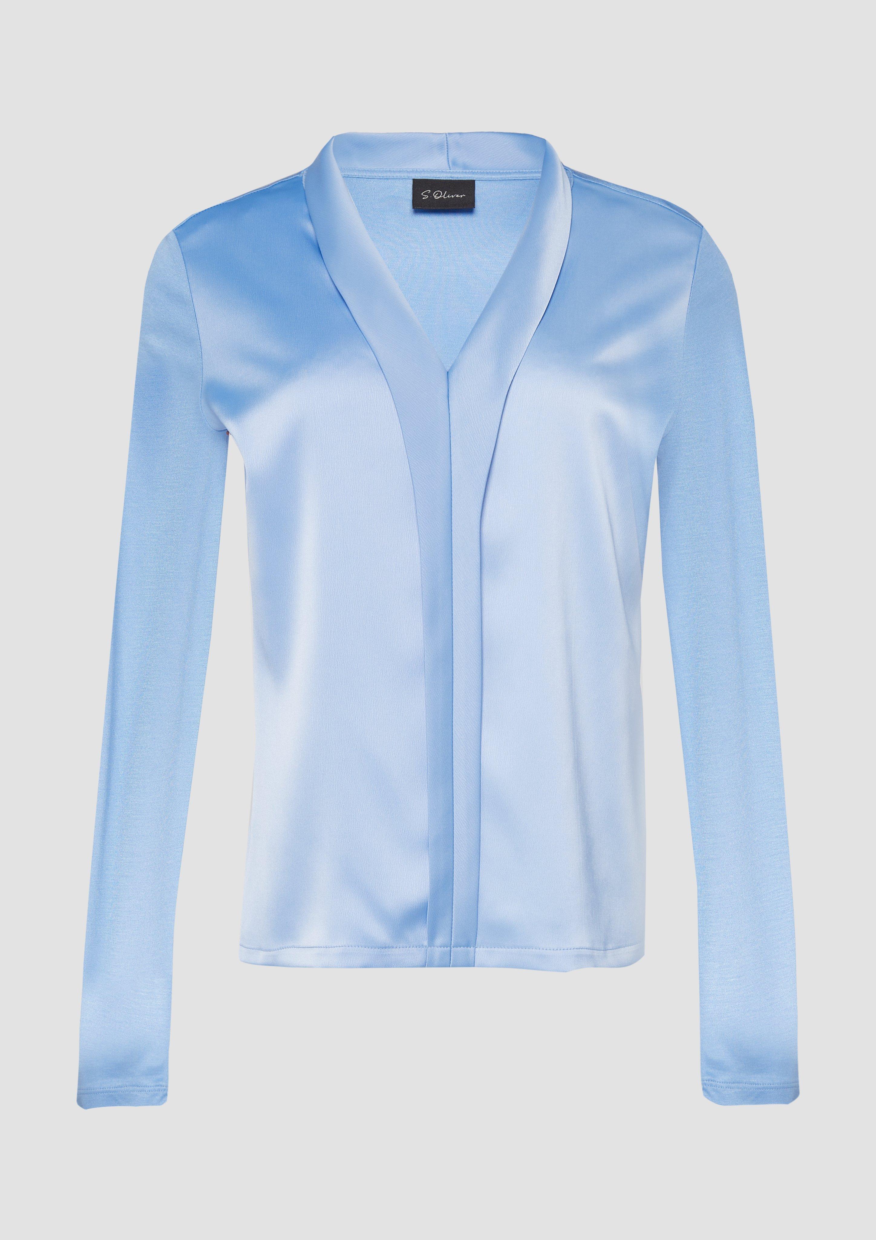 s.Oliver - Satin-Blusenshirt mit Blende, Damen, blau