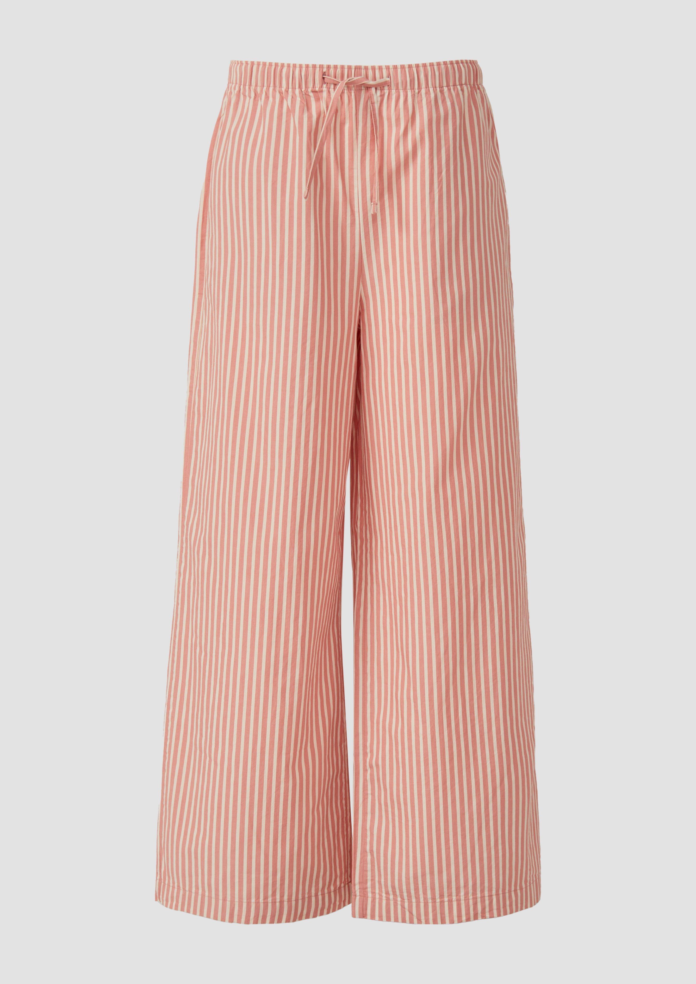 QS - Baumwoll-Streifenhose mit weitem Bein | QS x Sarah & Tini, Damen, Orange