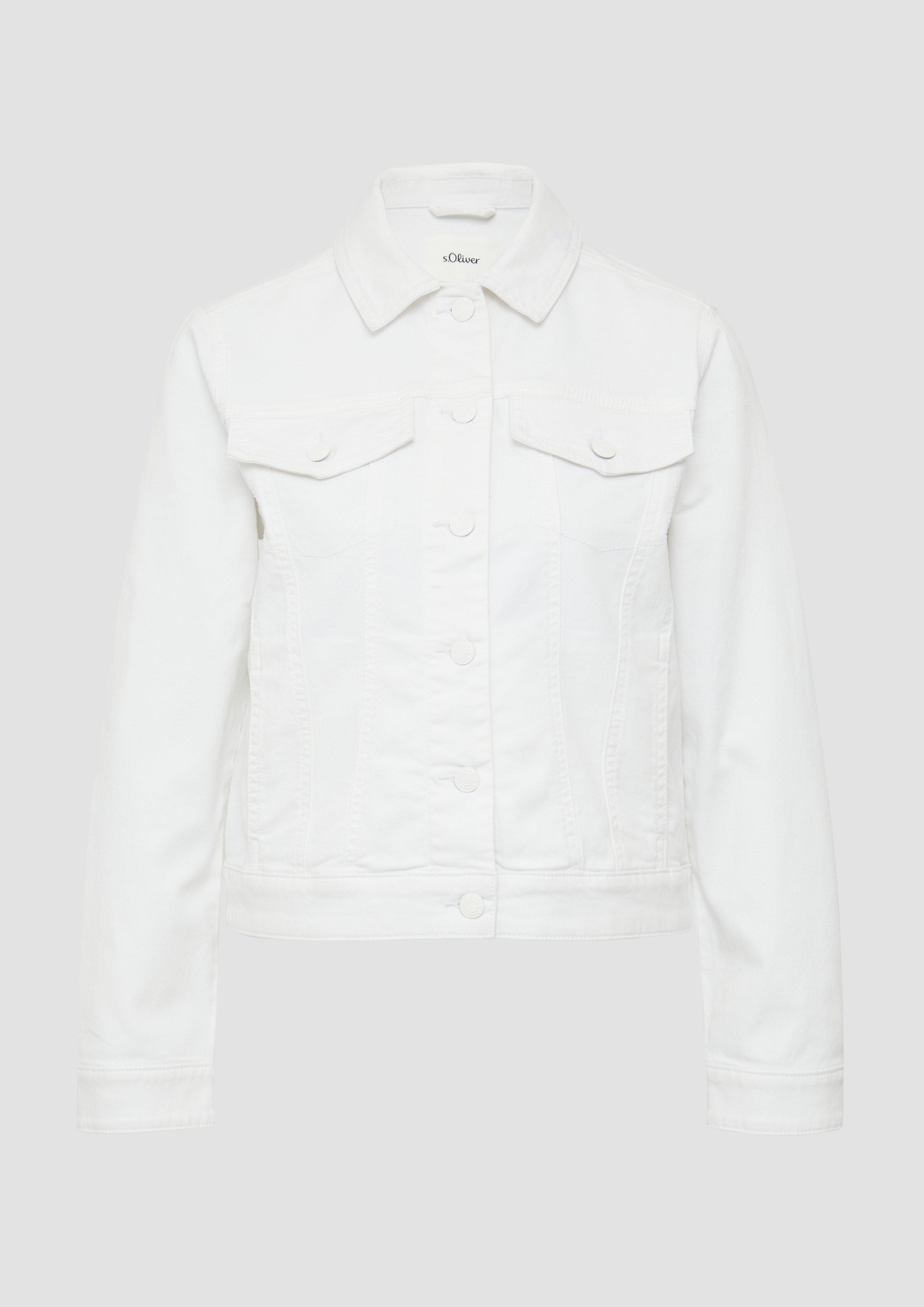 s.Oliver - Elastische Jeansjacke mit seitlichen Eingrifftaschen, Damen, weiß