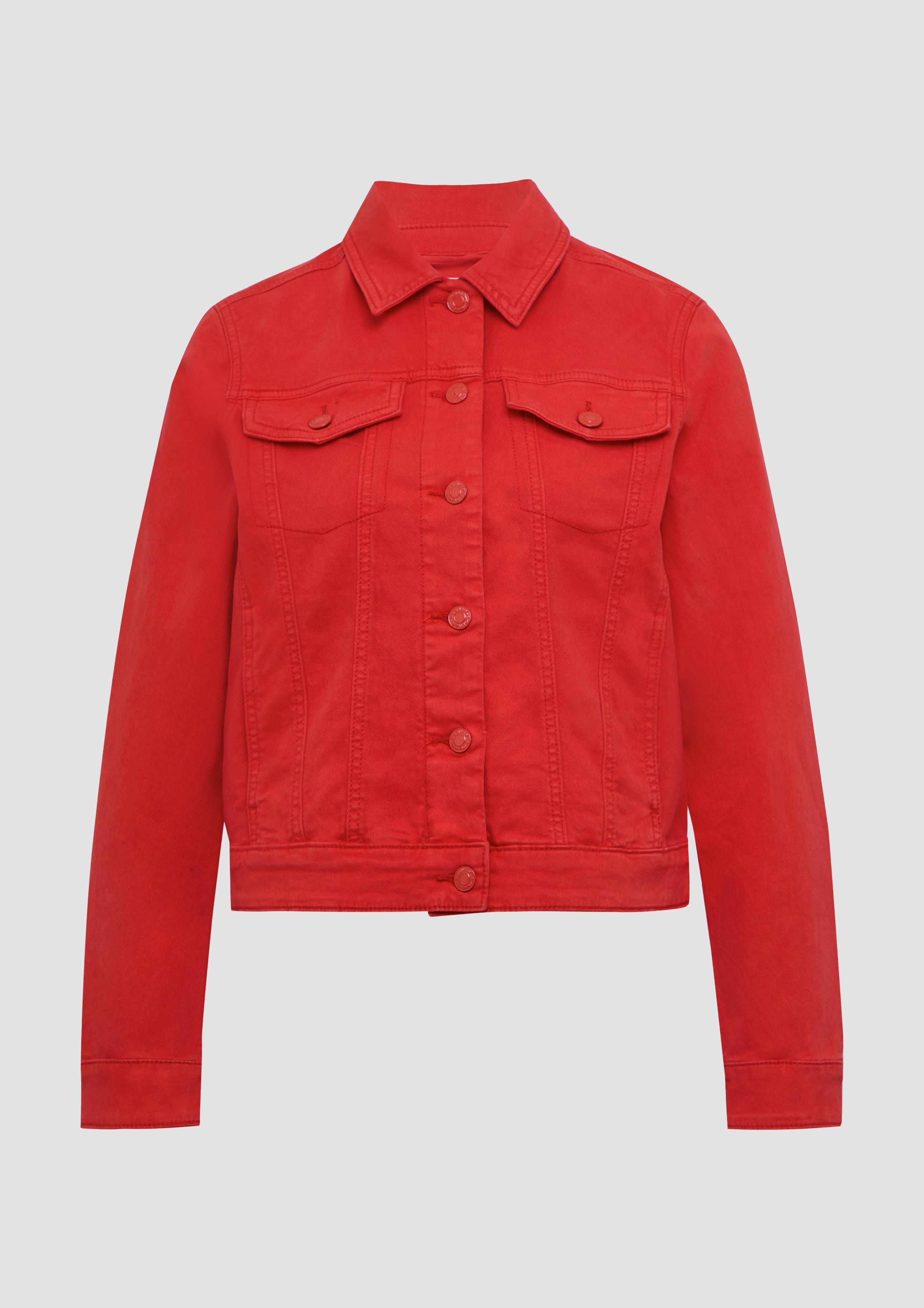 s.Oliver - Elastische Jeansjacke mit seitlichen Eingrifftaschen, Damen, rot