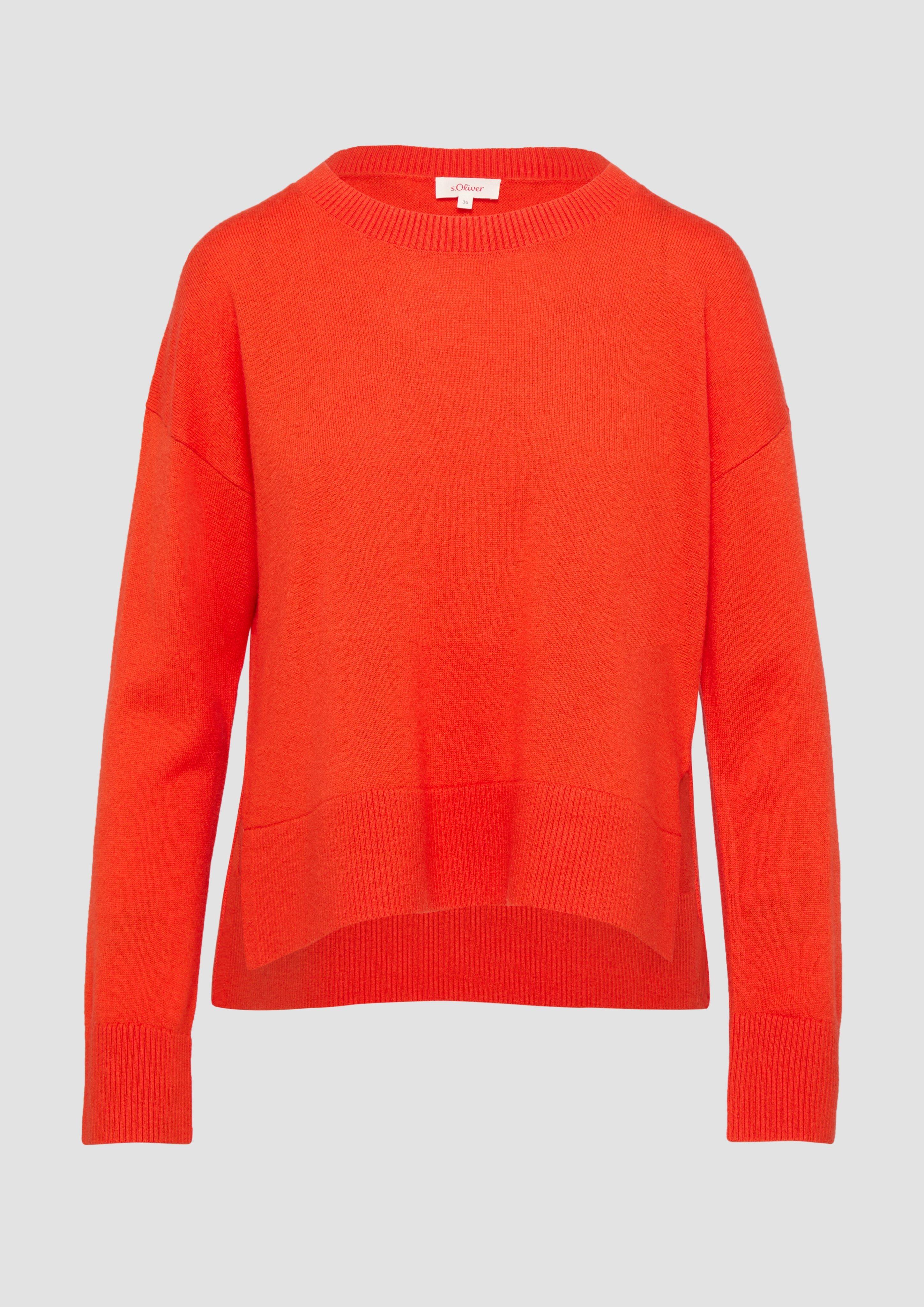 Thumbnail - s.Oliver - Strickpullover aus Kaschmirmix mit seitlichen Schlitzen, Damen, Orange
