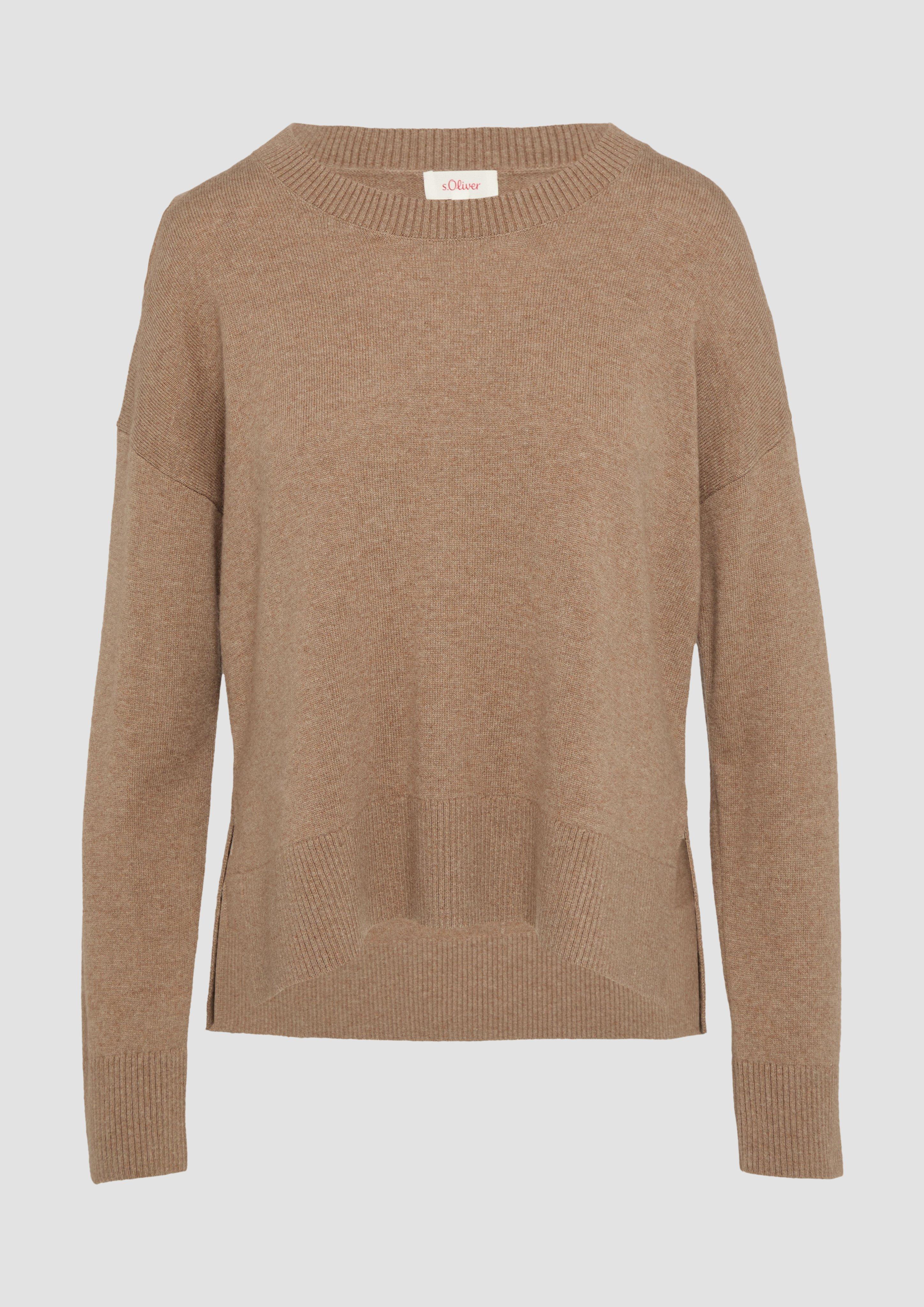 Thumbnail - s.Oliver - Strickpullover aus Kaschmirmix mit seitlichen Schlitzen, Damen, braun