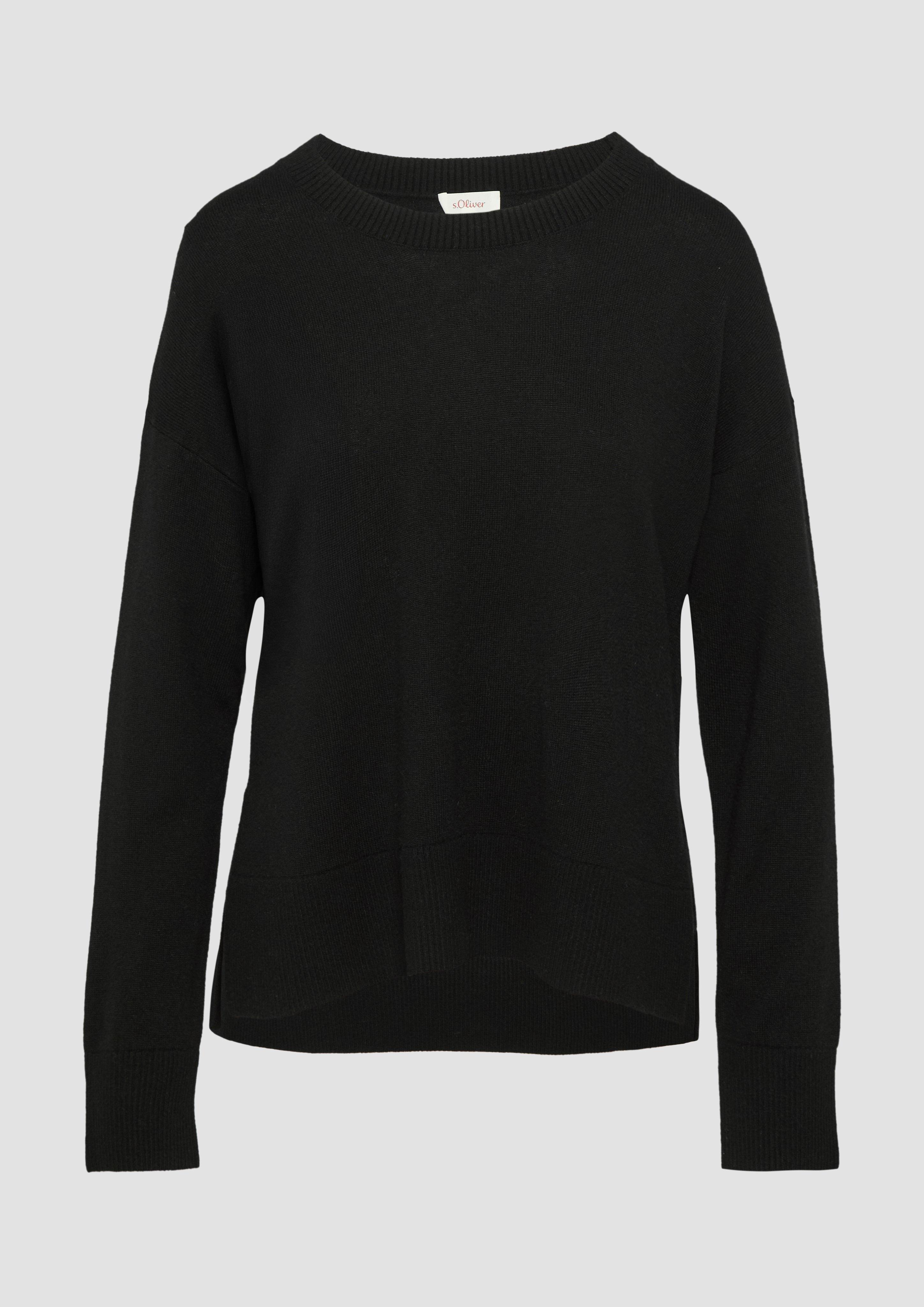 Thumbnail - s.Oliver - Strickpullover aus Kaschmirmix mit seitlichen Schlitzen, Damen, schwarz
