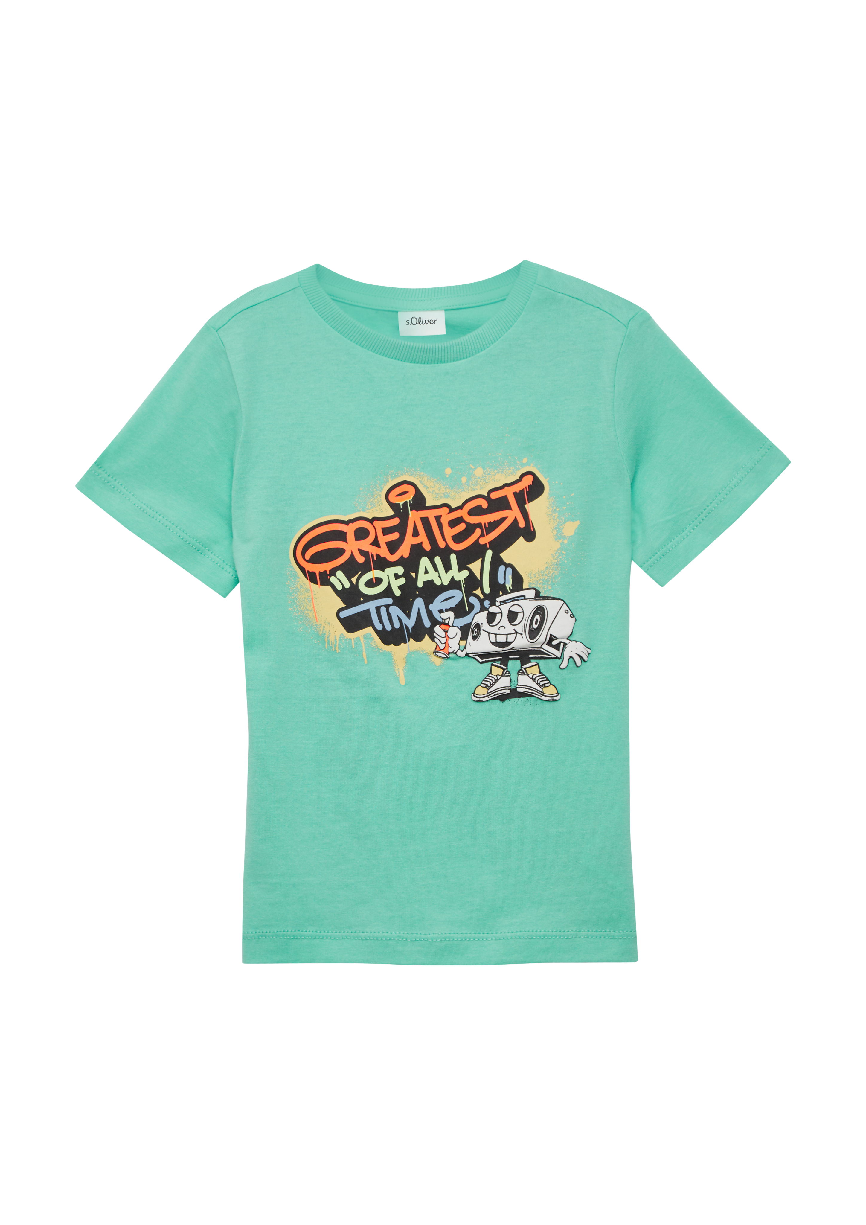 s.Oliver - T-Shirt aus Baumwolle mit Frontprint, Kinder, grün