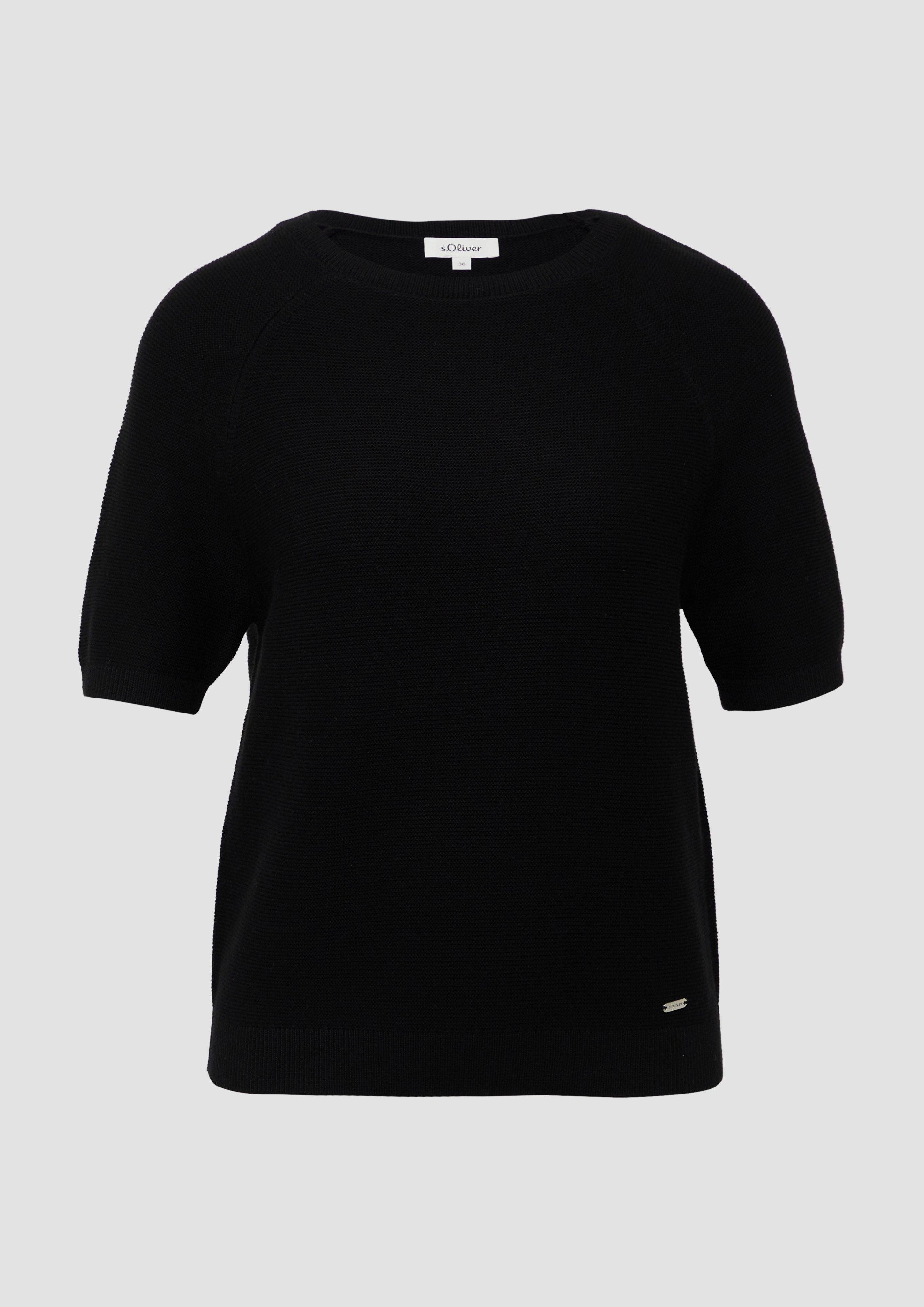 s.Oliver - Strickpullover mit feiner Rippstruktur, Damen, schwarz