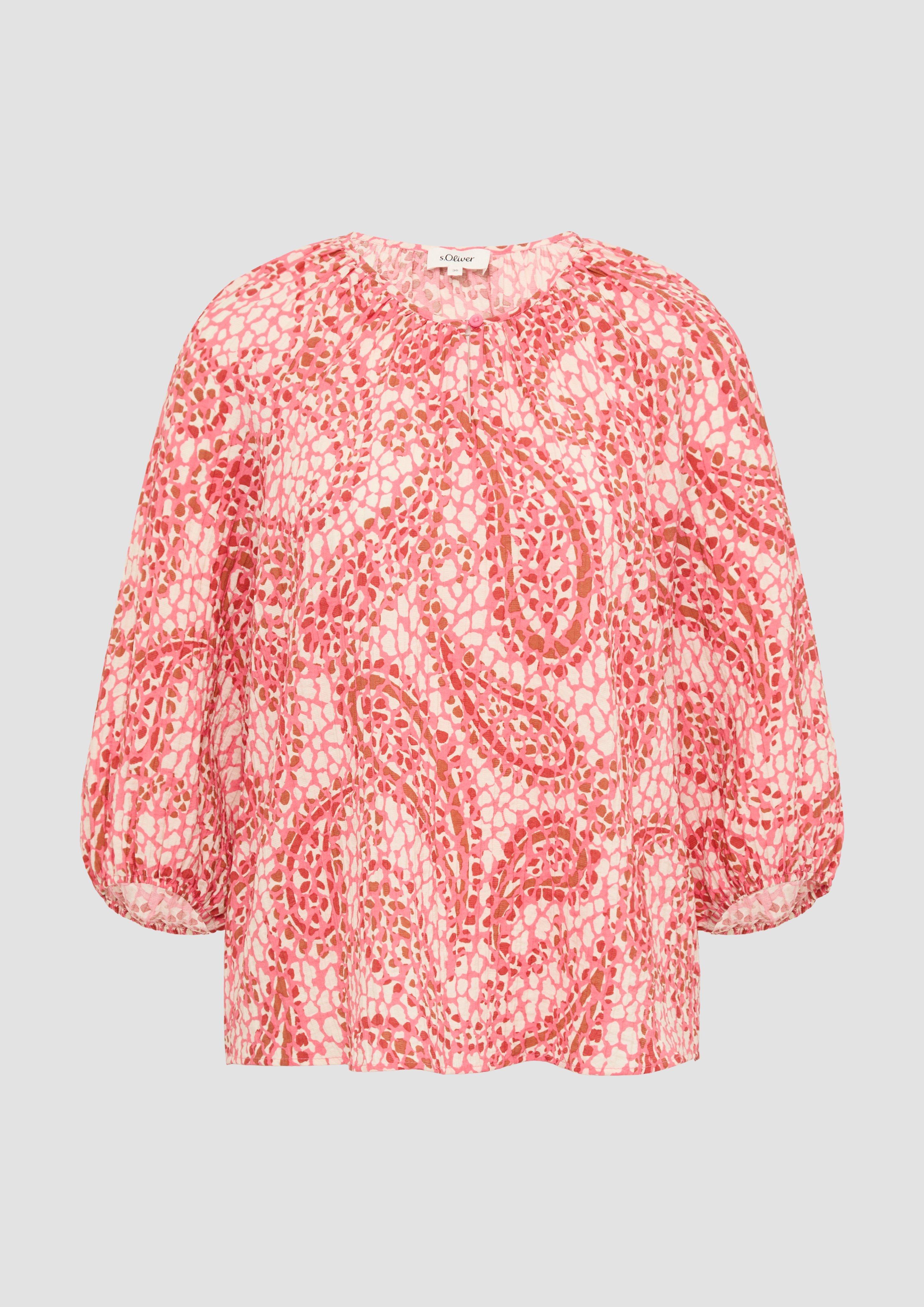 s.Oliver - Strukturierte Relaxed-Fit-Bluse mit Raffungen und Raglanärmeln, Damen, rot